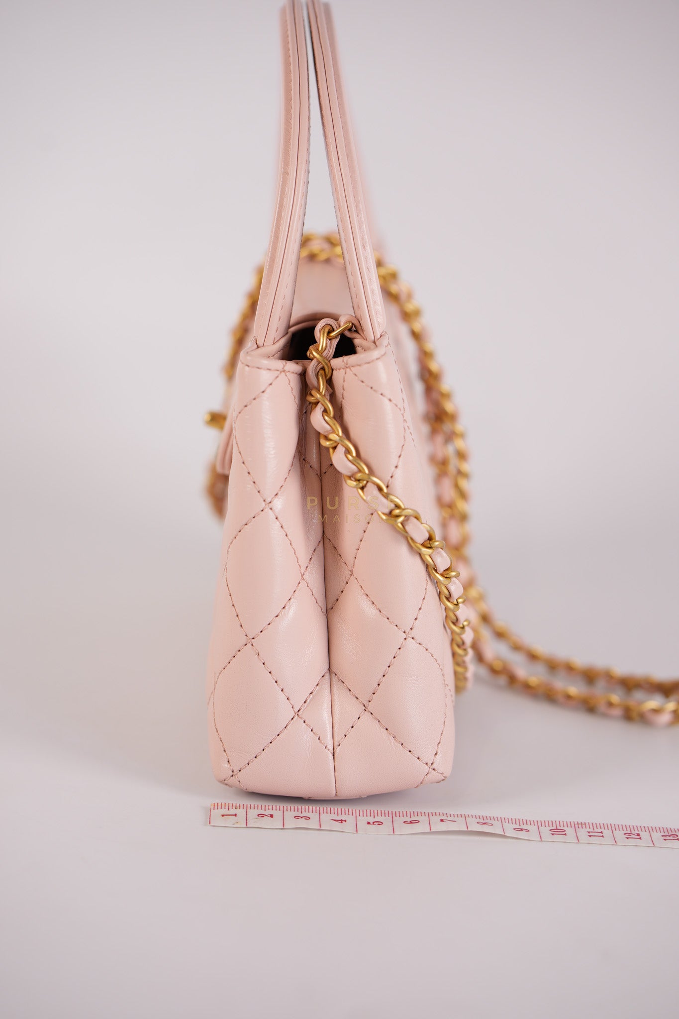 CC Kelly Small in Sakura Pink Shinny Calfskin Leather and Aged Gold Hardware (Microchip) | Purse Maison Luxury Bags Shop