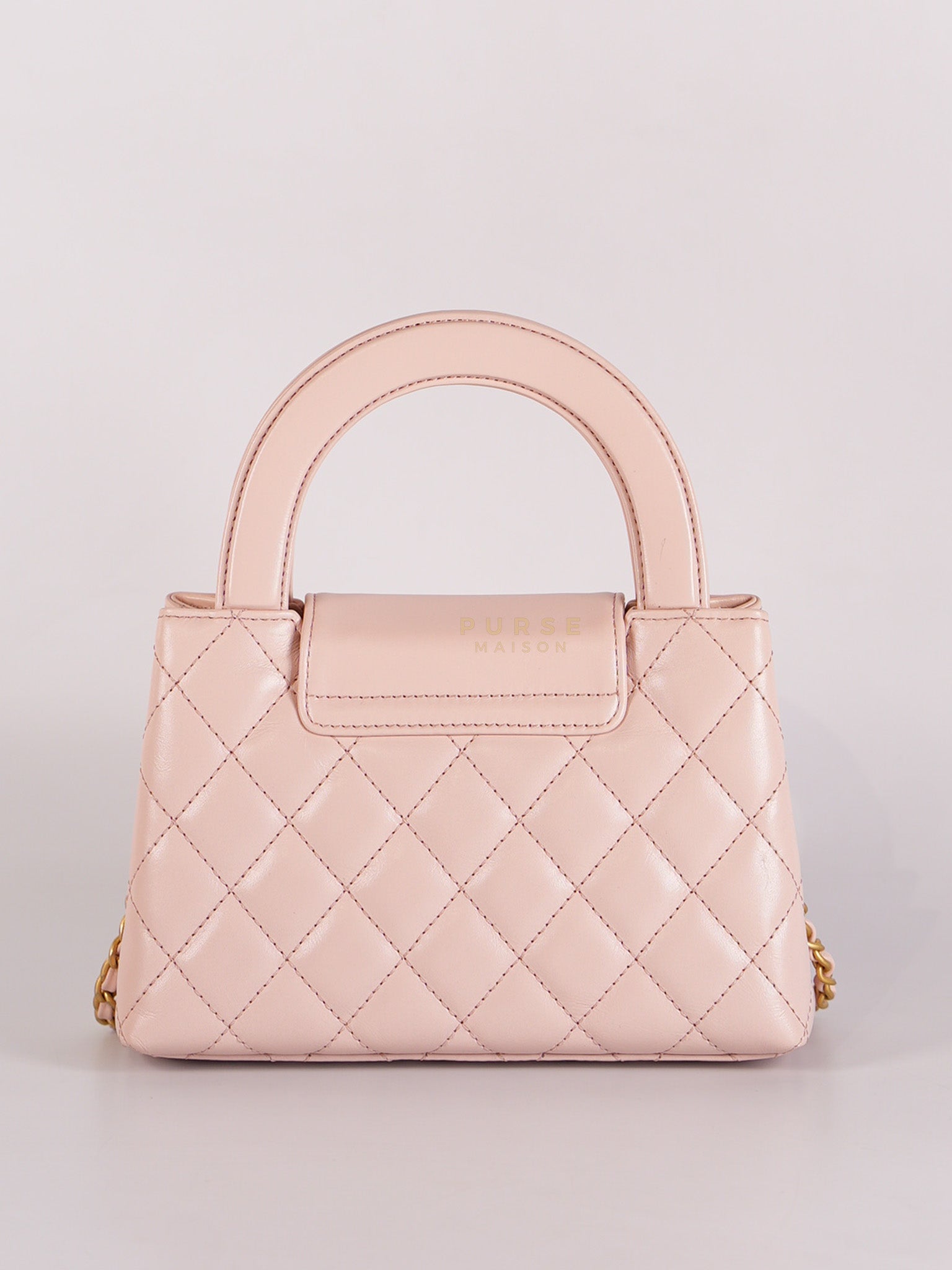 CC Kelly Small in Sakura Pink Shinny Calfskin Leather and Aged Gold Hardware (Microchip) | Purse Maison Luxury Bags Shop