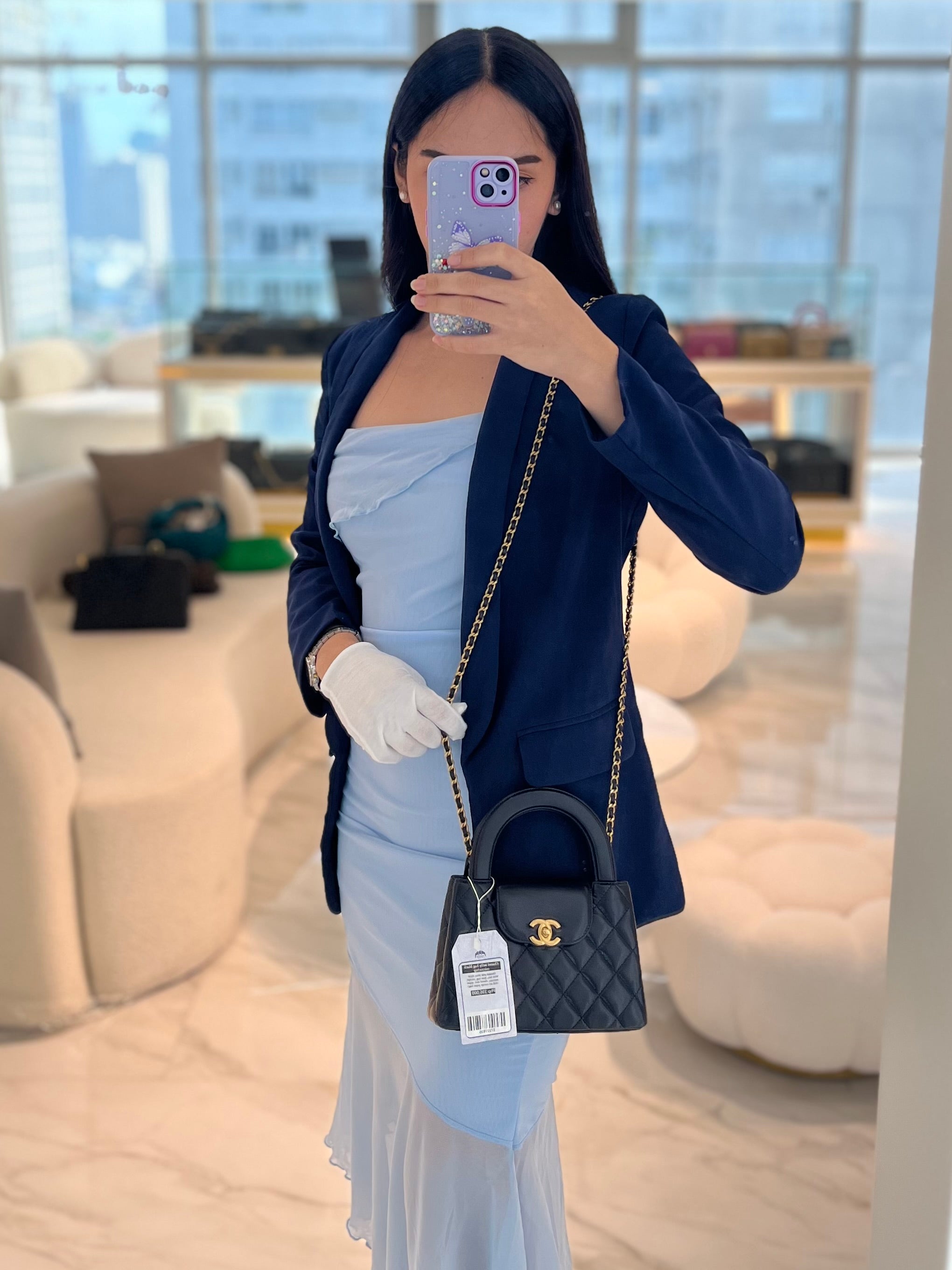 CC Kelly Small Shopping Bag Black Calfskin and Aged Gold Hardware (Microchip) | Purse Maison Luxury Bags Shop