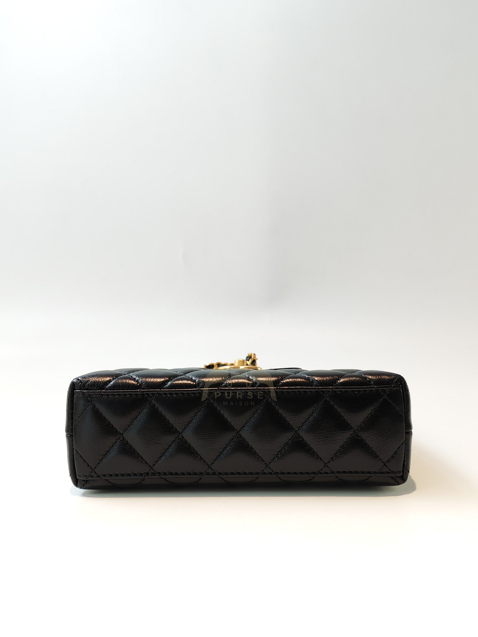 CC Kelly Small Shopping Bag Black Calfskin and Aged Gold Hardware (Microchip) | Purse Maison Luxury Bags Shop