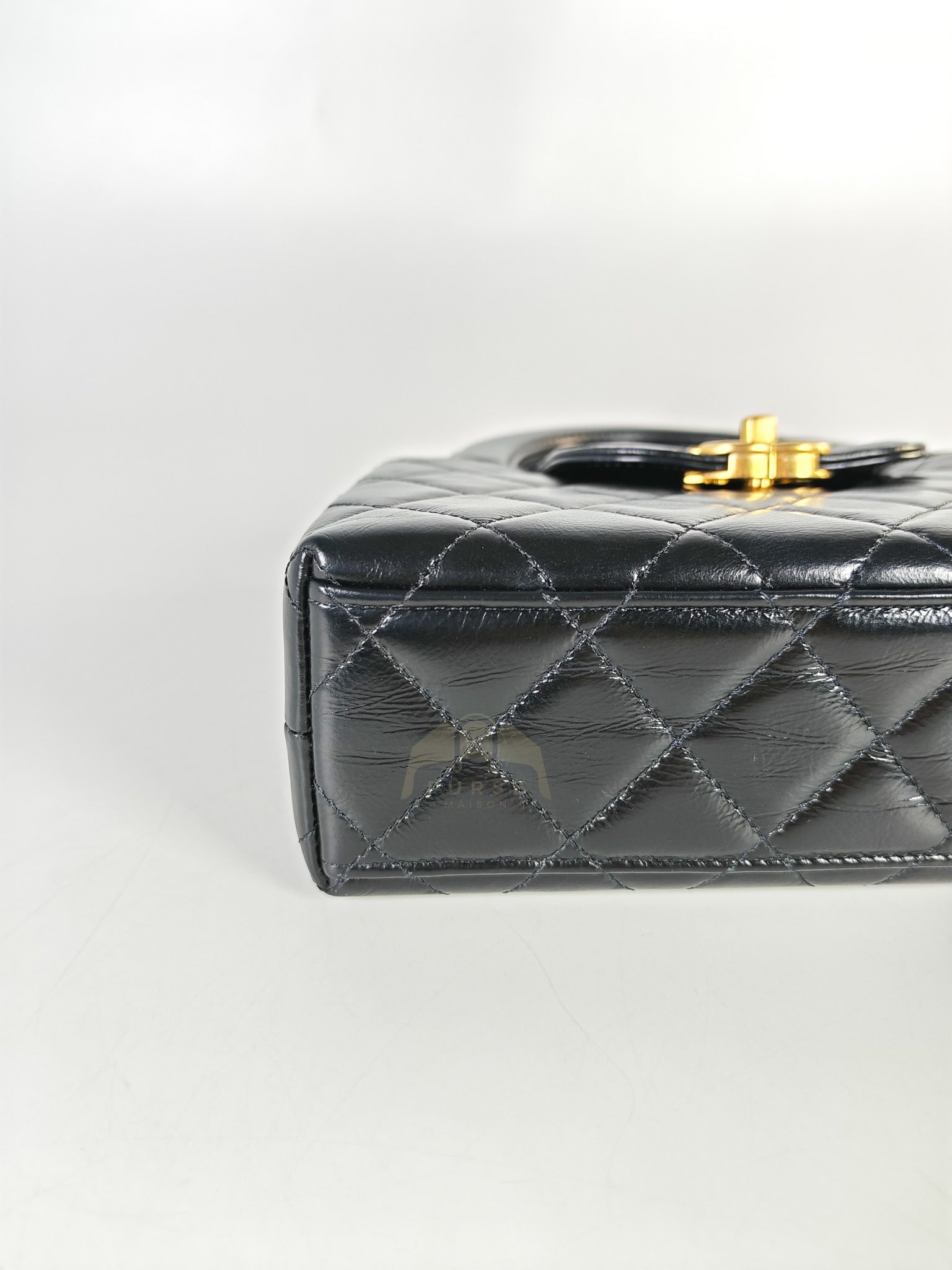 CC Kelly Small Shopping Bag Black Calfskin and Aged Gold Hardware(Microchip) | Purse Maison Luxury Bags Shop