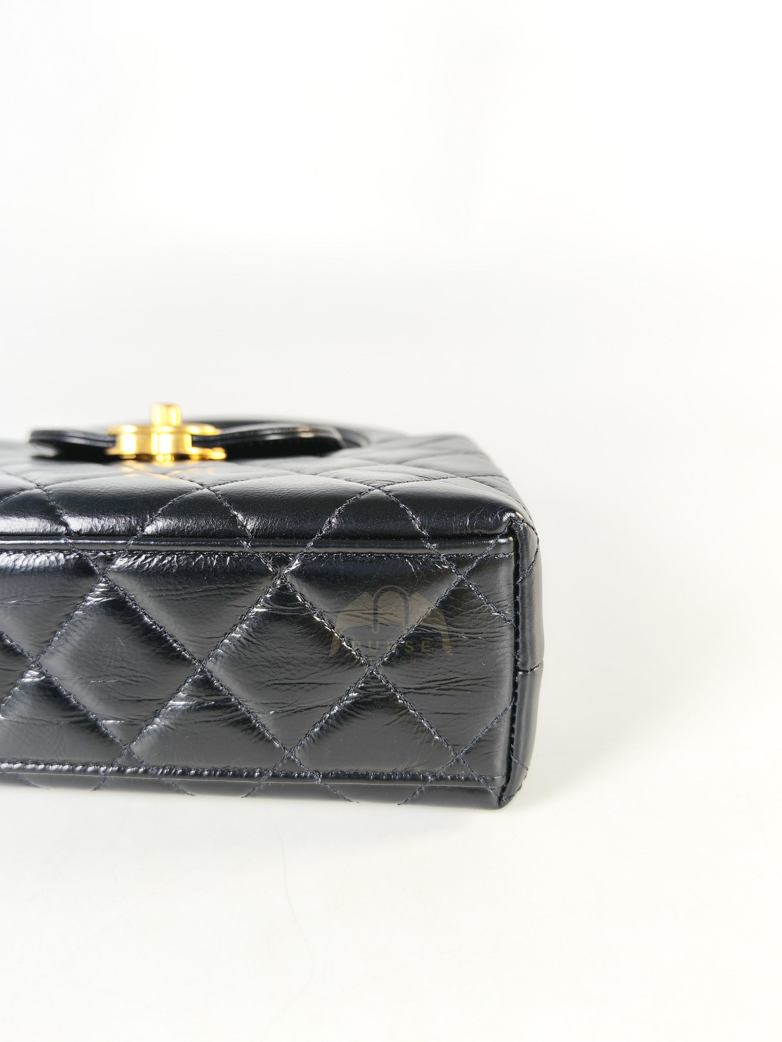 CC Kelly Small Shopping Bag Black Calfskin and Aged Gold Hardware(Microchip) | Purse Maison Luxury Bags Shop