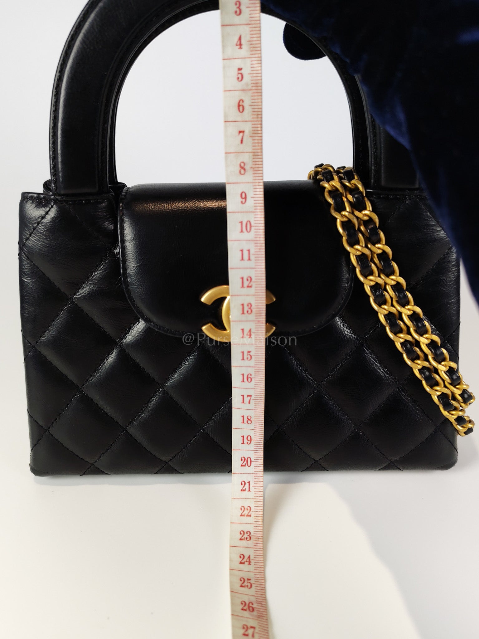 CC Kelly Small Shopping Bag in Black Calfskin and Aged Gold Hardware(Microchip) | Purse Maison Luxury Bags Shop