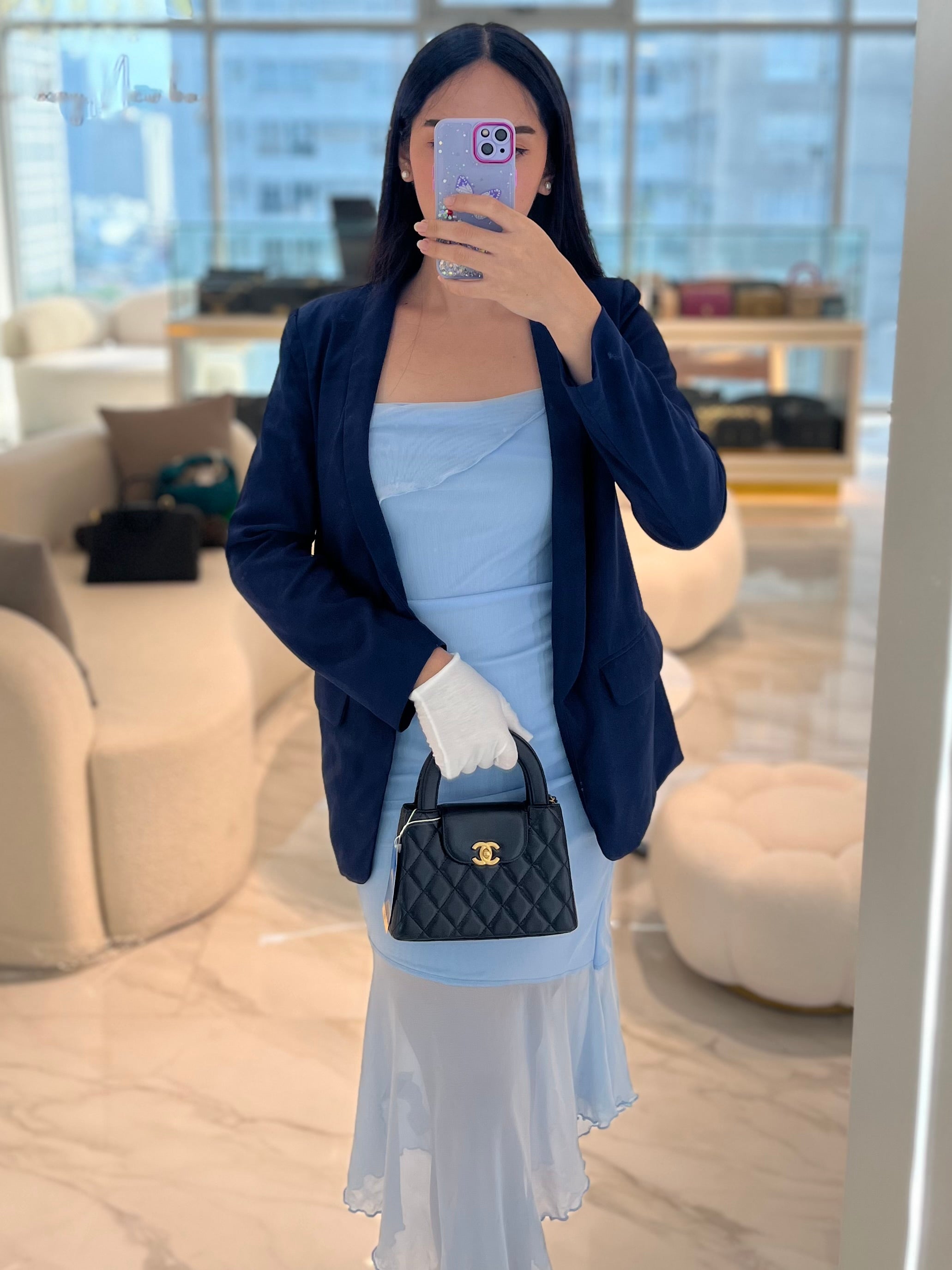 CC Kelly Small Shopping Bag Black Calfskin and Aged Gold Hardware (Microchip) | Purse Maison Luxury Bags Shop