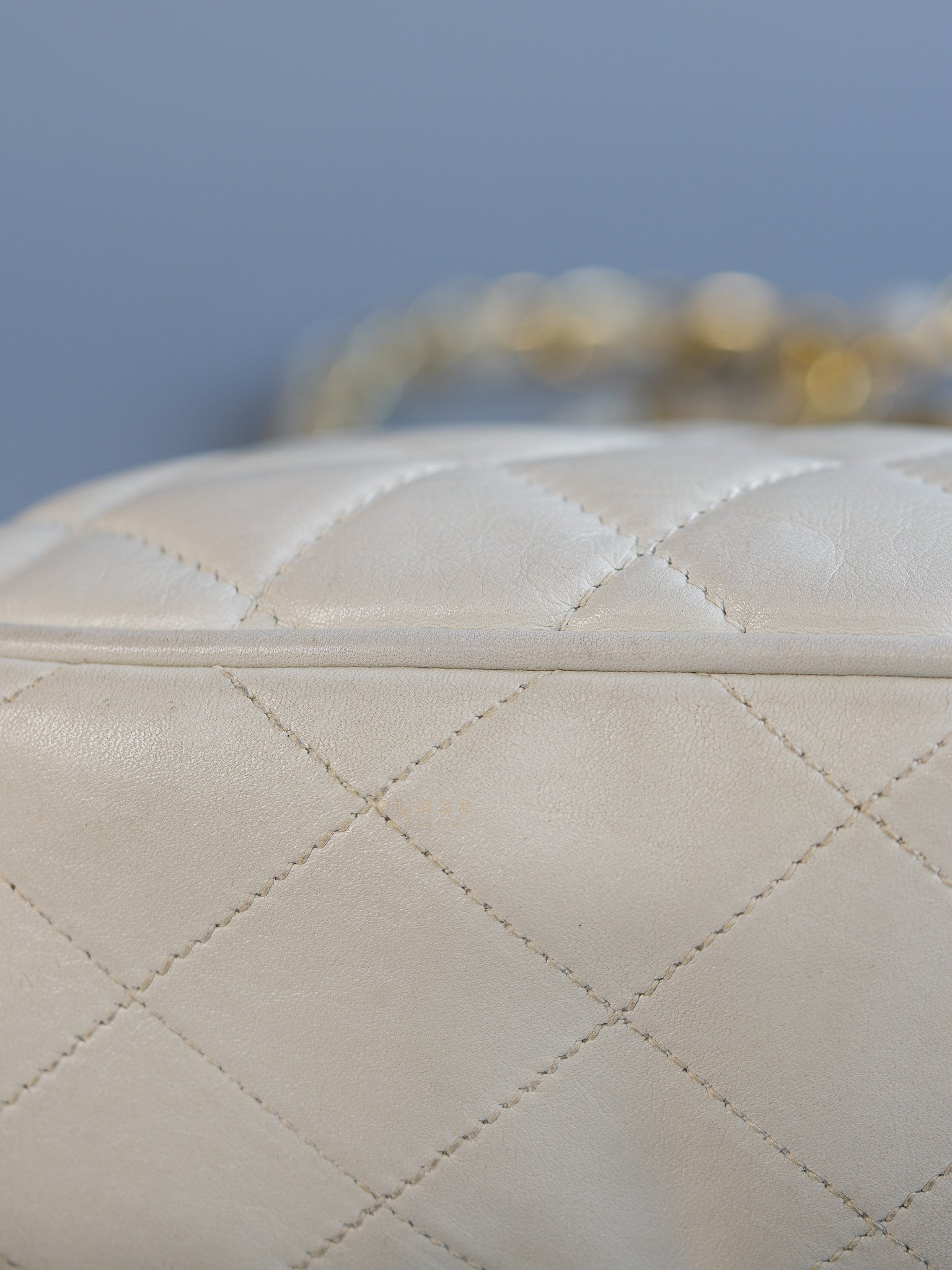 CC Kiss Lock White Lambskin Quilted Evening Clutch Series 0 | Purse Maison Luxury Bags Shop