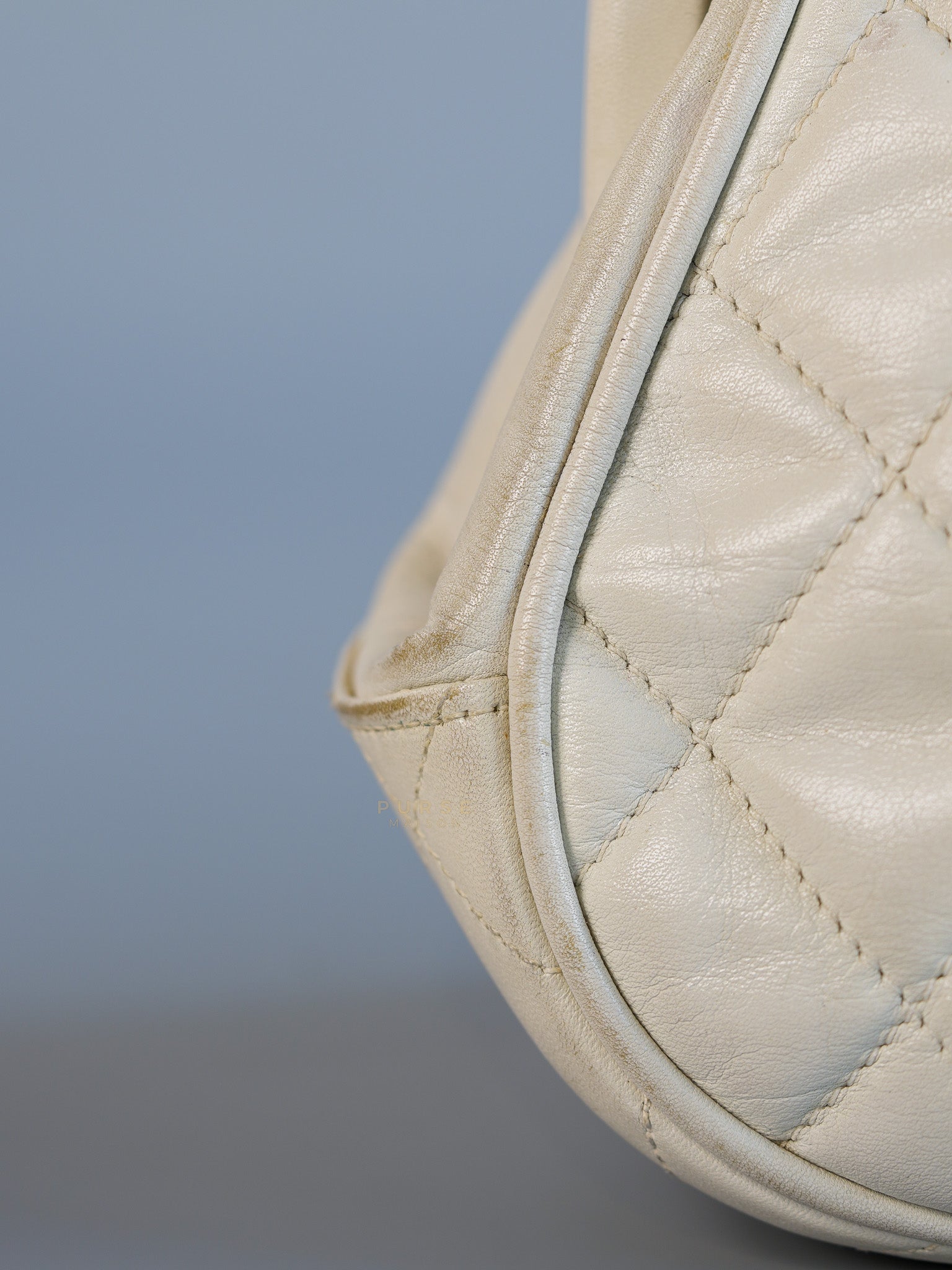CC Kiss Lock White Lambskin Quilted Evening Clutch Series 0 | Purse Maison Luxury Bags Shop