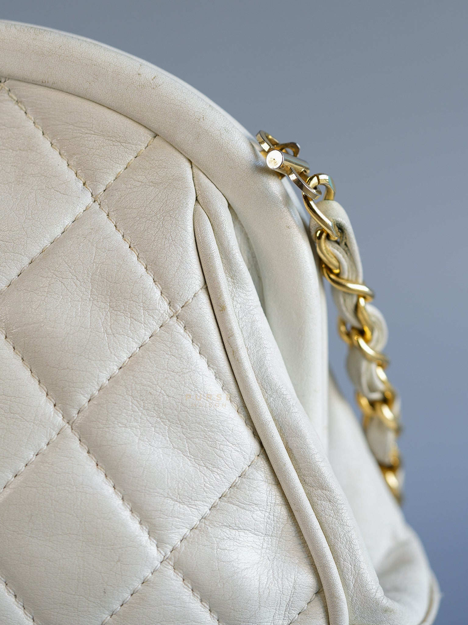 CC Kiss Lock White Lambskin Quilted Evening Clutch Series 0 | Purse Maison Luxury Bags Shop