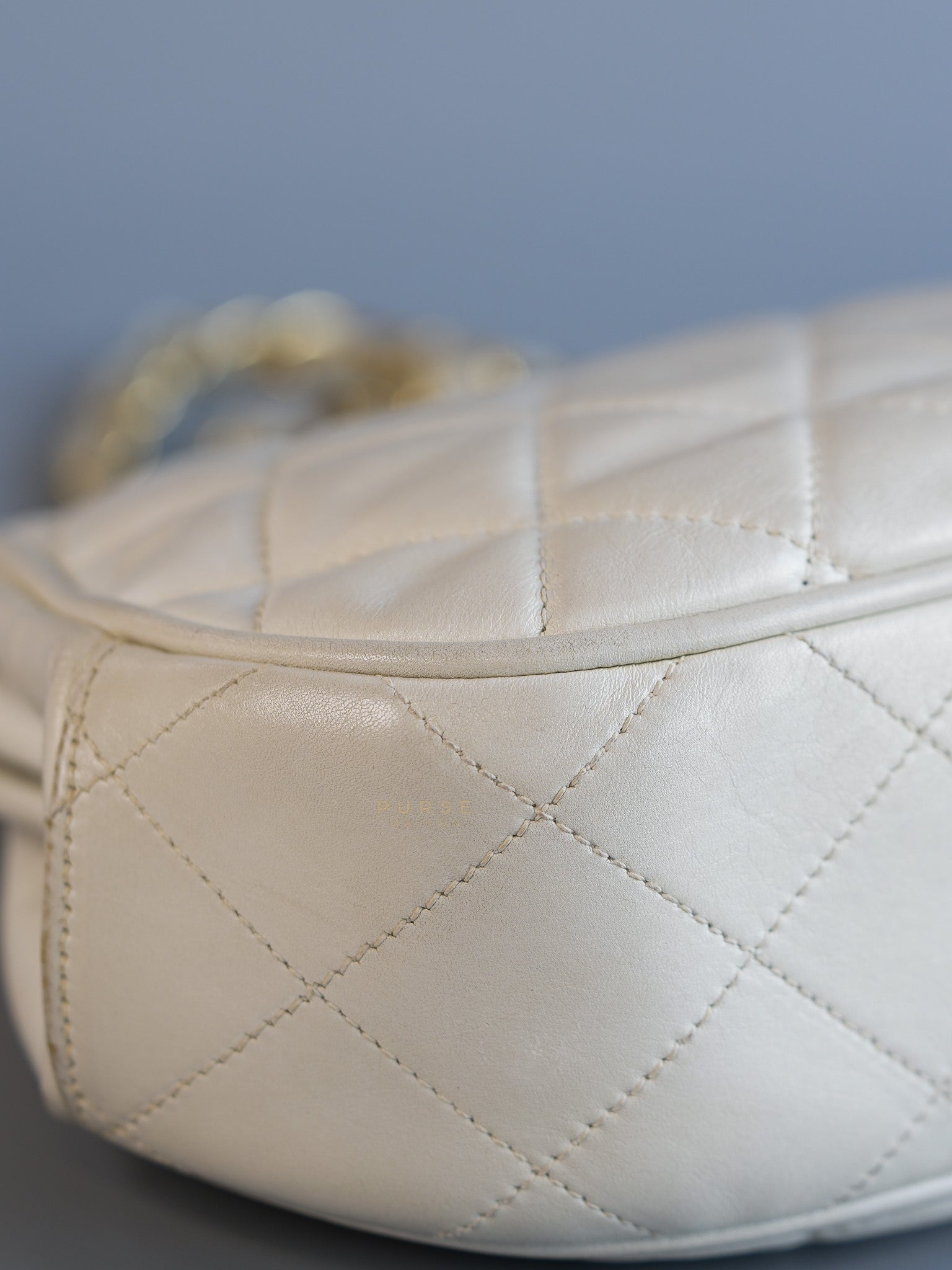 CC Kiss Lock White Lambskin Quilted Evening Clutch Series 0 | Purse Maison Luxury Bags Shop