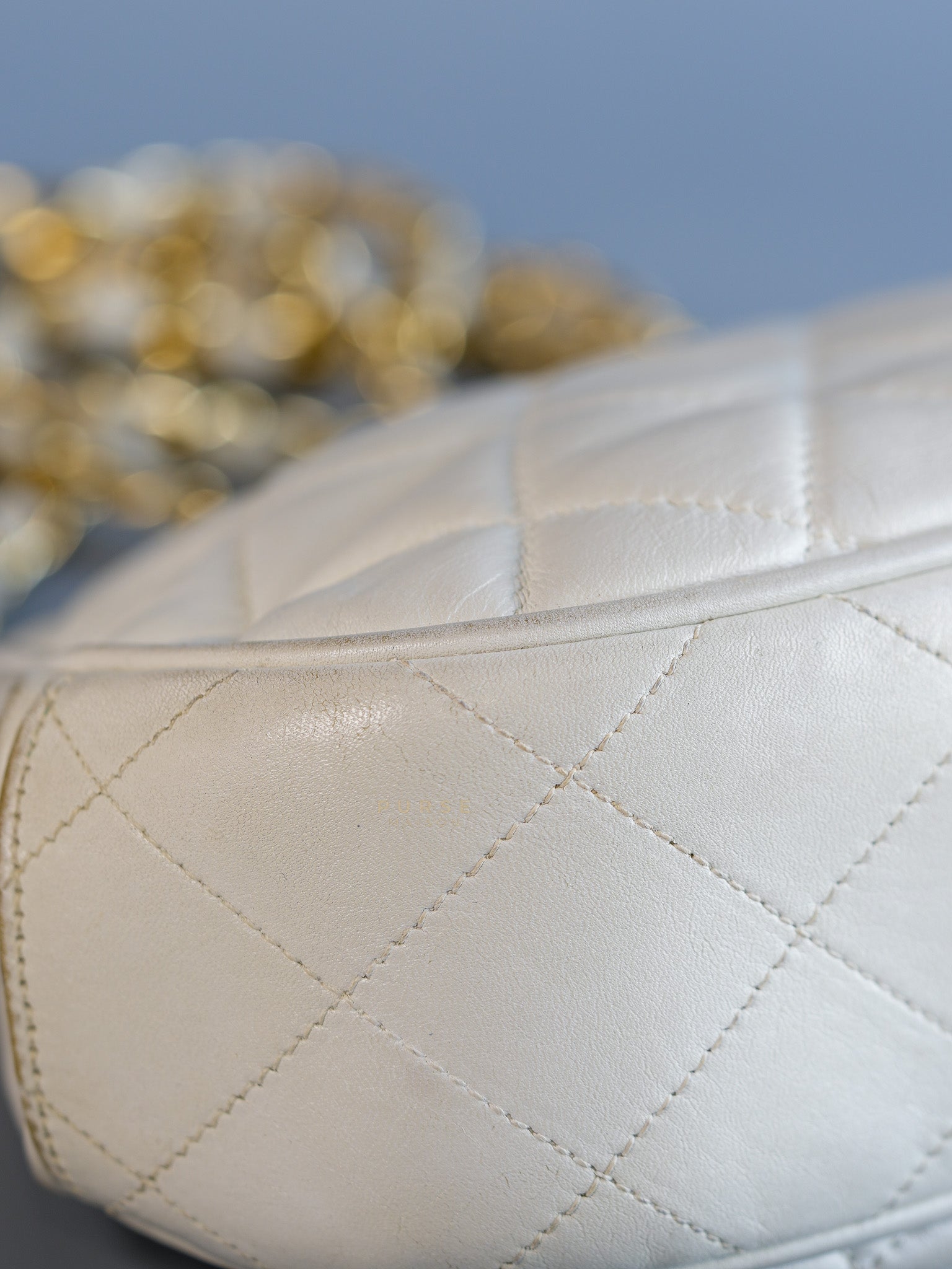 CC Kiss Lock White Lambskin Quilted Evening Clutch Series 0 | Purse Maison Luxury Bags Shop