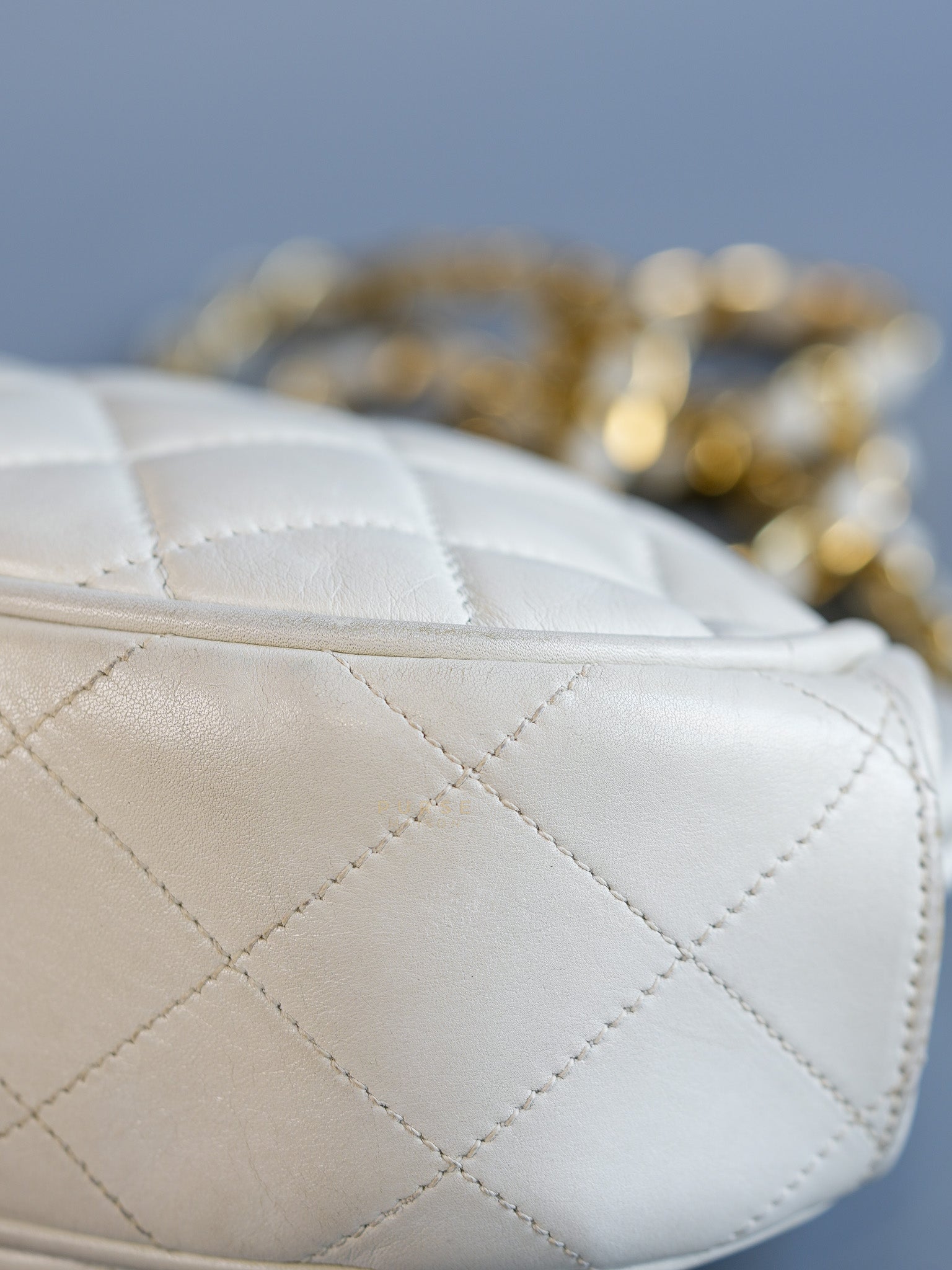 CC Kiss Lock White Lambskin Quilted Evening Clutch Series 0 | Purse Maison Luxury Bags Shop