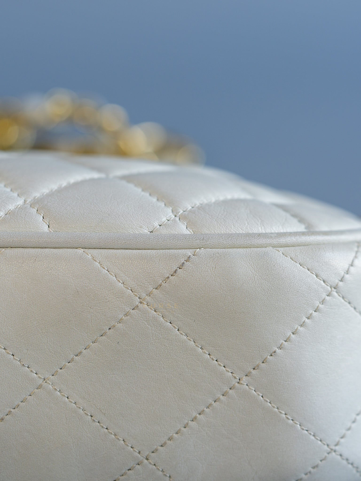 CC Kiss Lock White Lambskin Quilted Evening Clutch Series 0 | Purse Maison Luxury Bags Shop