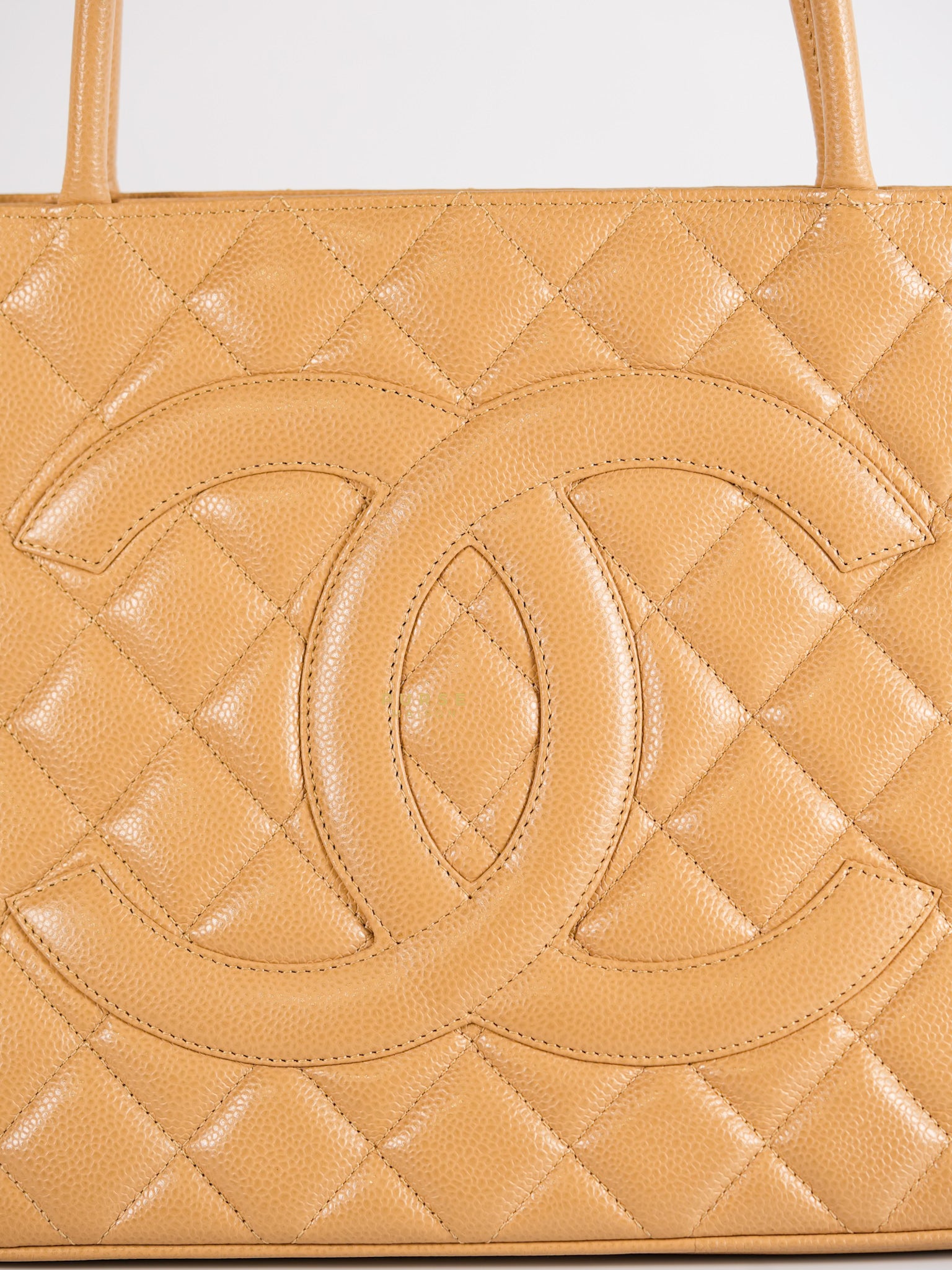 CC Medium Medallion in Beige Clair Quilted Caviar Leather Tote Bag Series 8 | Purse Maison Luxury Bags Shop