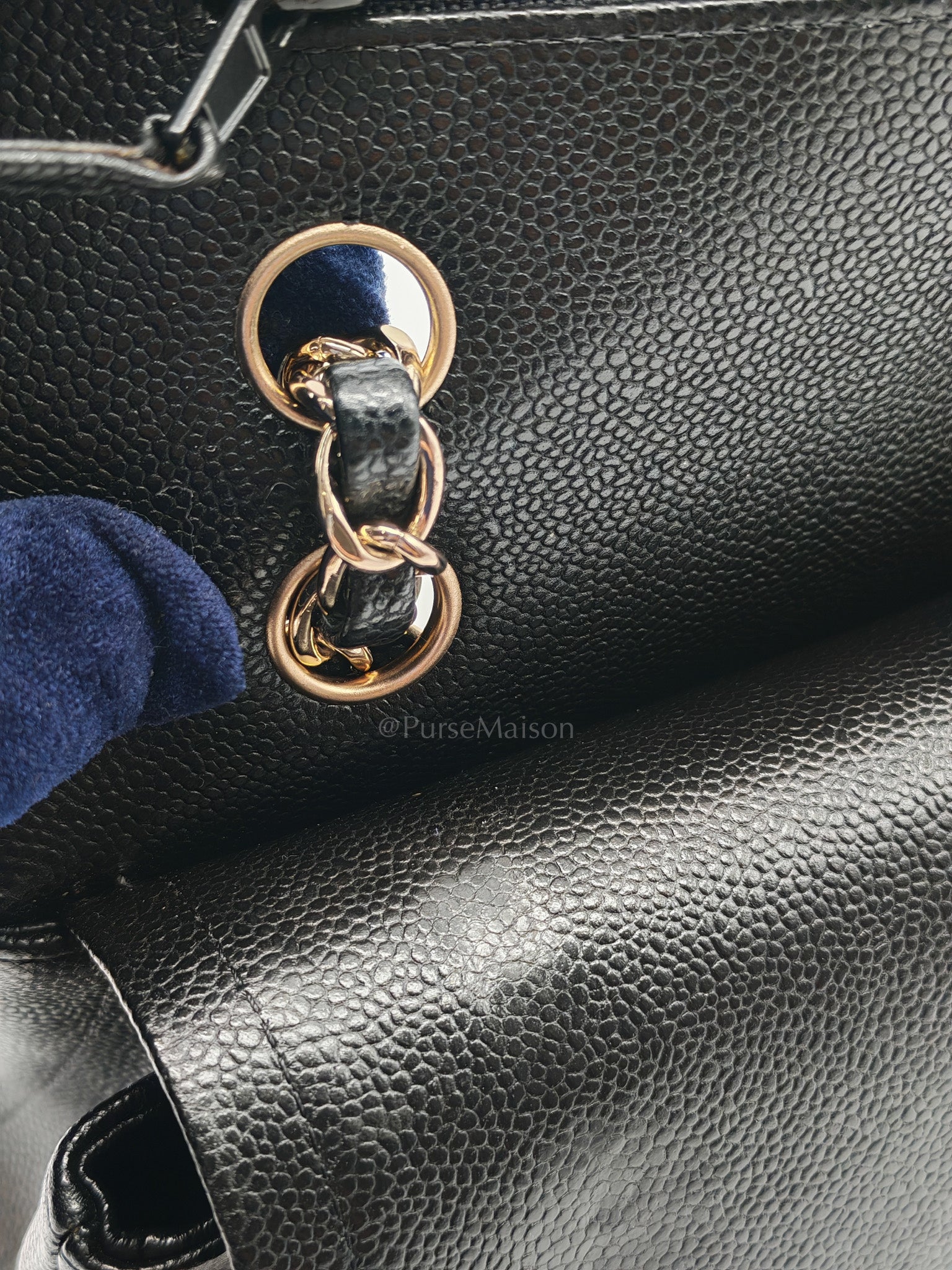 Classic Double Flap in Black Chevron Caviar Leather & Gold Hardware Medium Series 30
