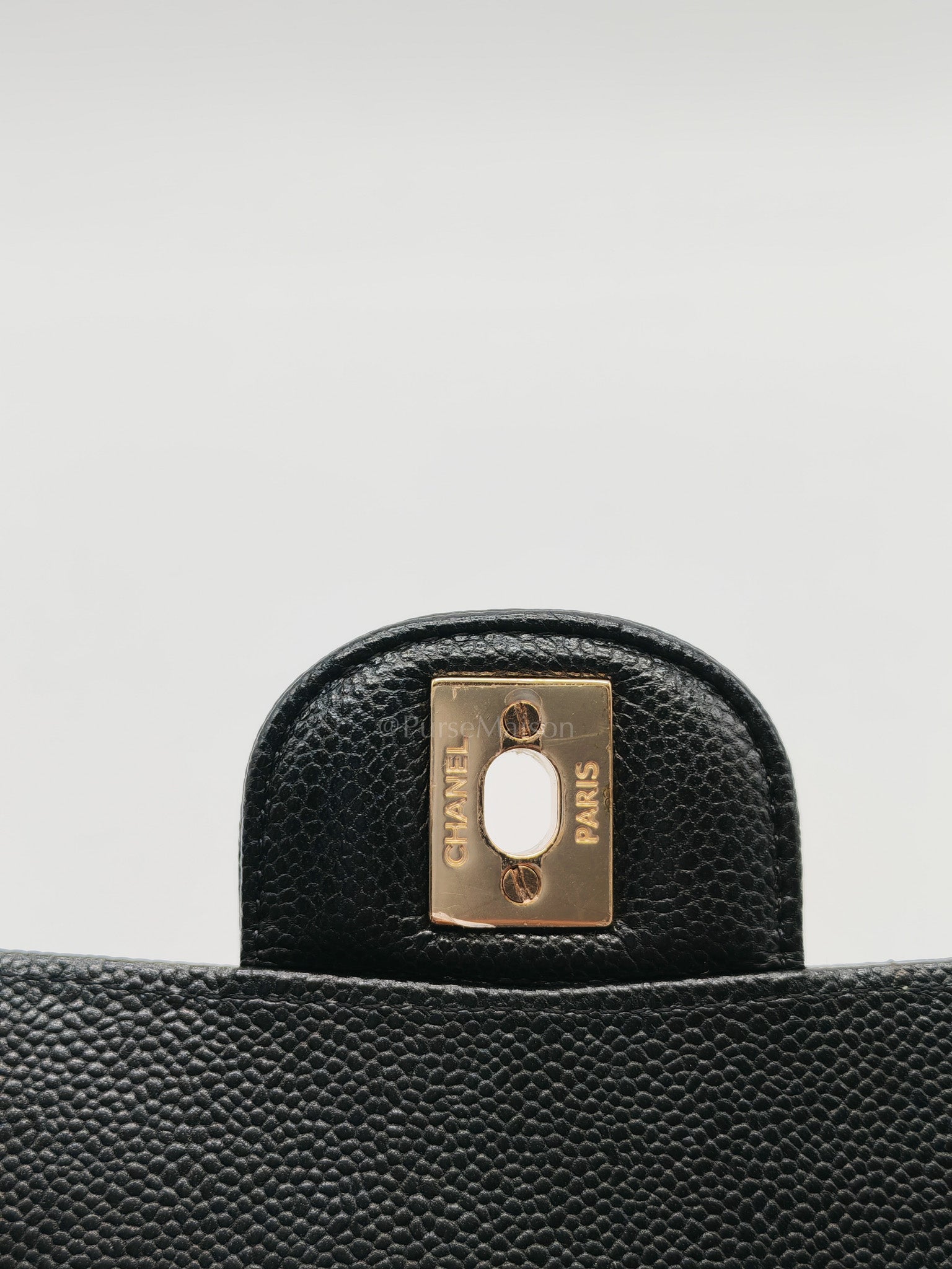 Classic Double Flap in Black Chevron Caviar Leather & Gold Hardware Medium Series 30
