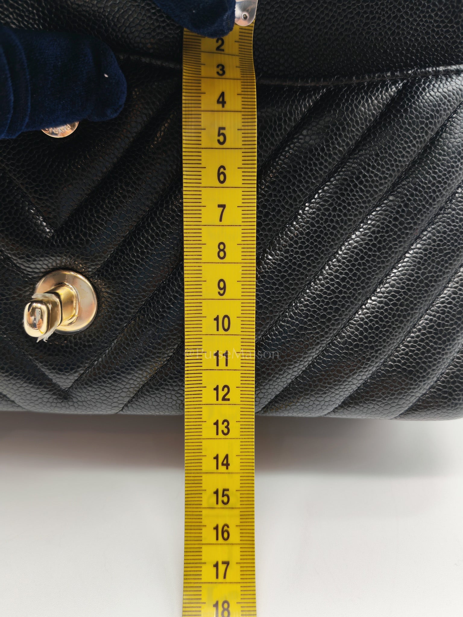 Classic Double Flap in Black Chevron Caviar Leather & Gold Hardware Medium Series 30
