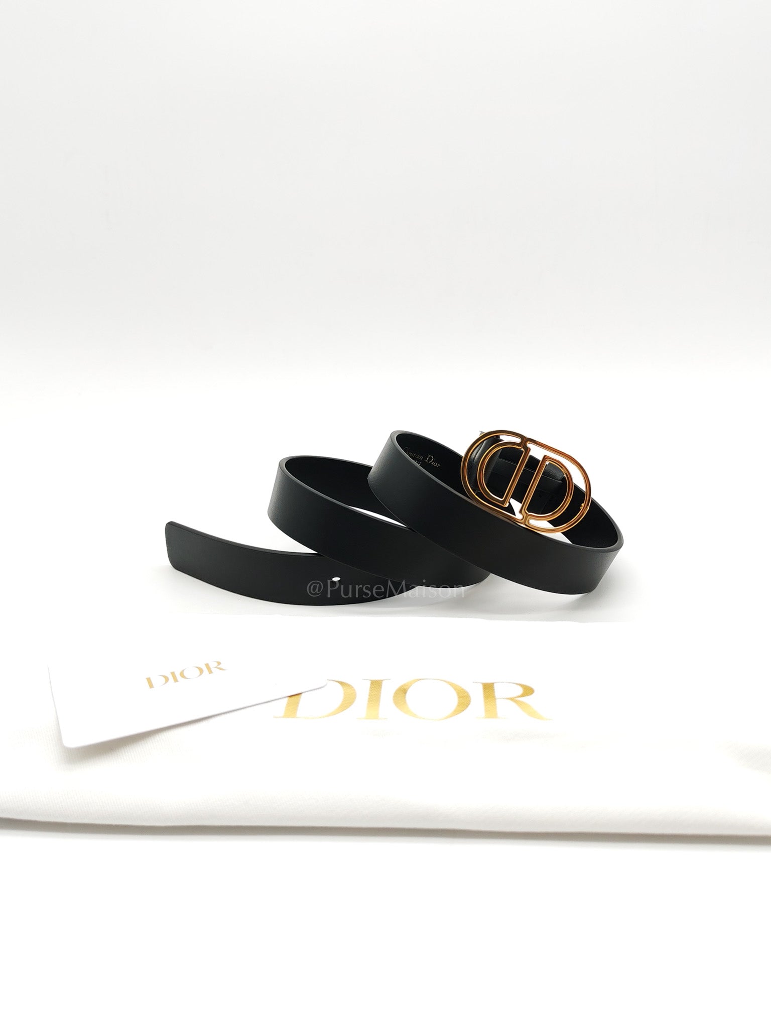 CD Cut Logo Buckle Belt Black Leather 80cm | Purse Maison Luxury Bags Shop
