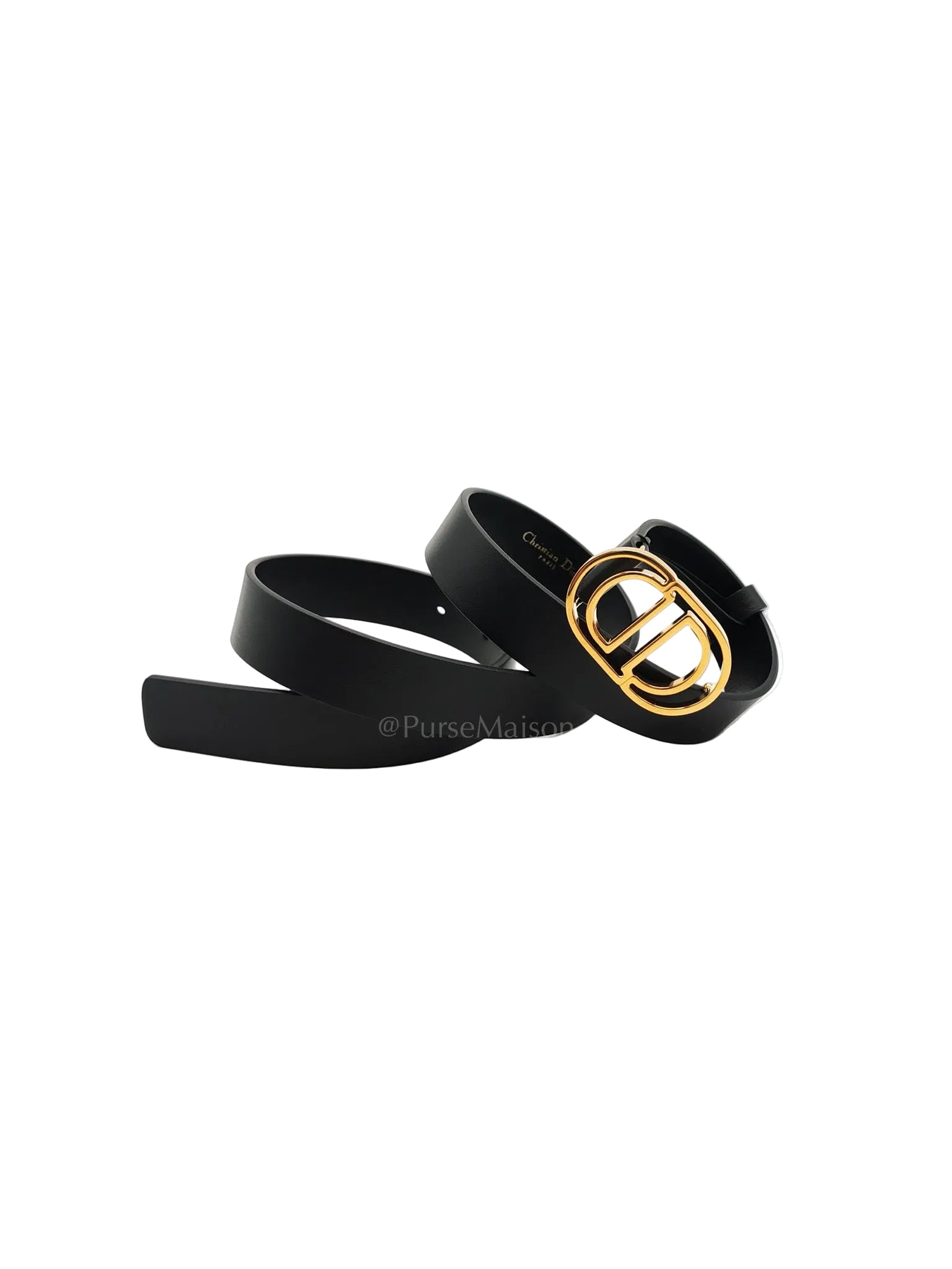 CD Cut Logo Buckle Belt Black Leather 80cm | Purse Maison Luxury Bags Shop