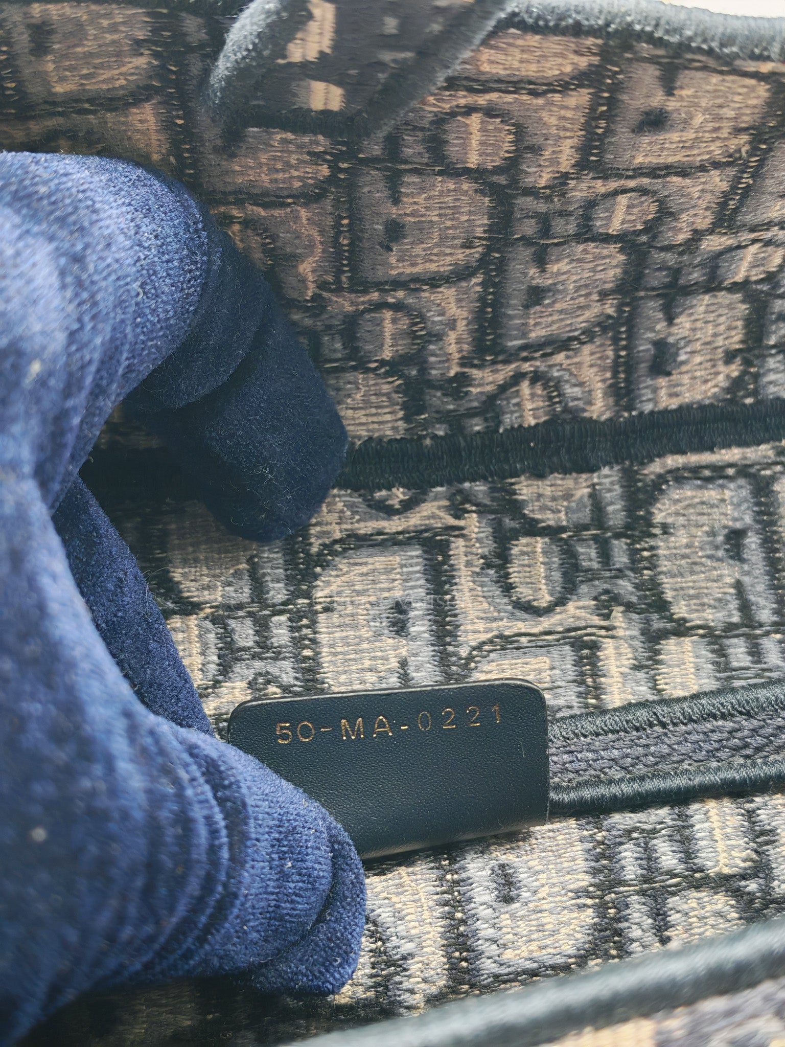 Saddle Bag Medium in Blue Oblique Jacquard Canvas & Aged Gold Hardware