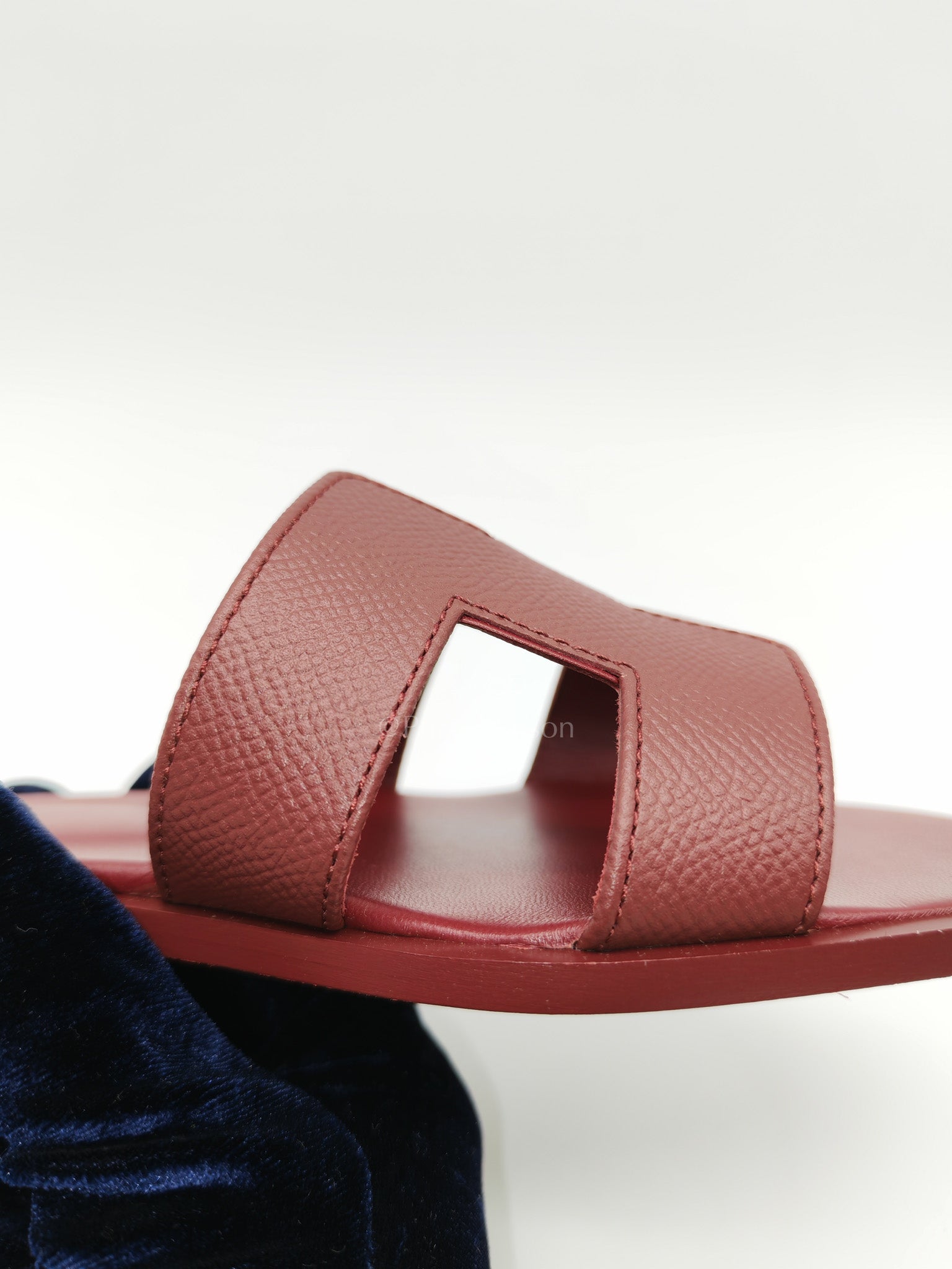 Hermes Oran Sandals in Rouge H Epsom Leather Size 37 EU(23.5cm)