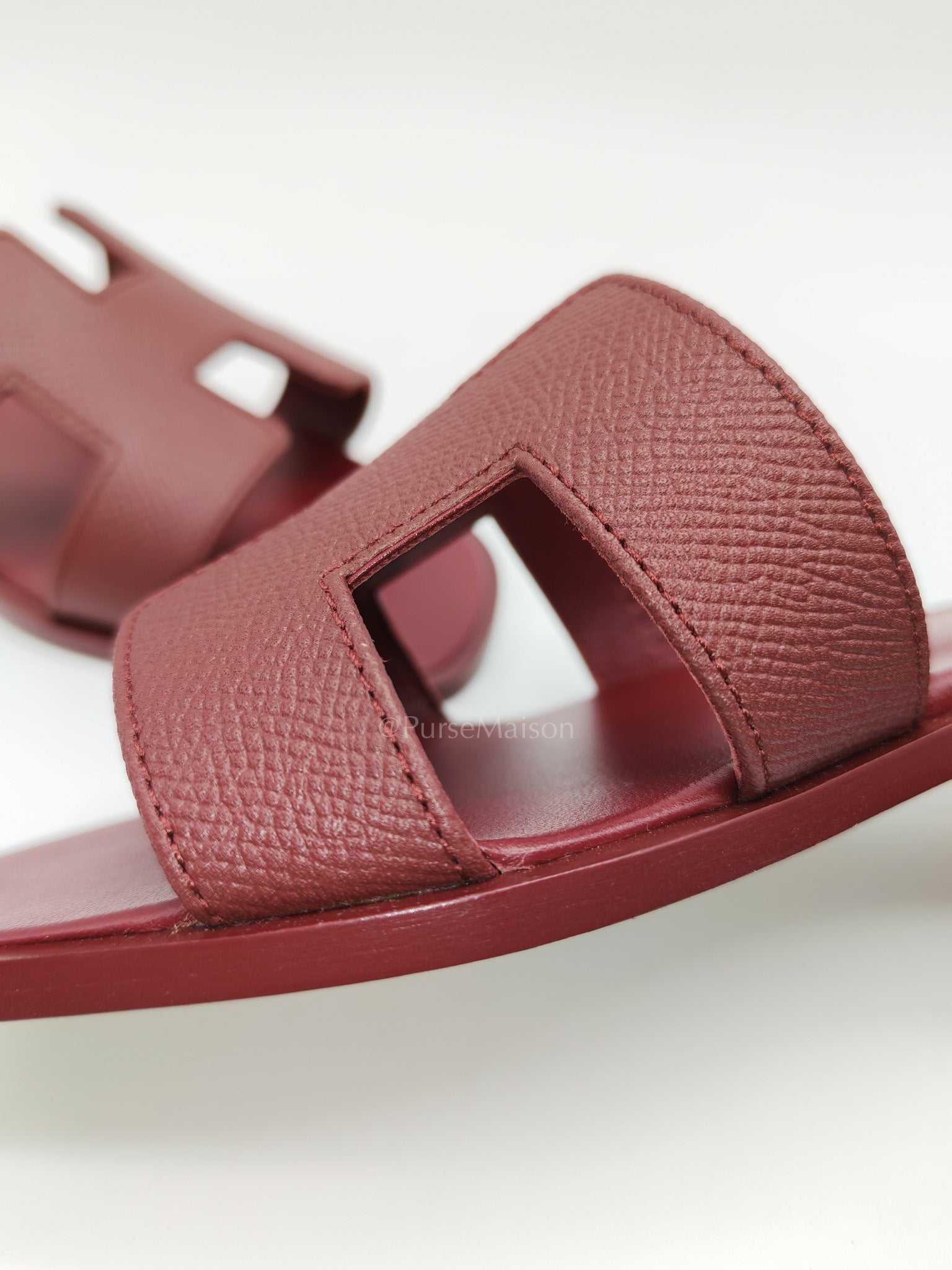 Hermes Oran Sandals in Rouge H Epsom Leather Size 37 EU(23.5cm)