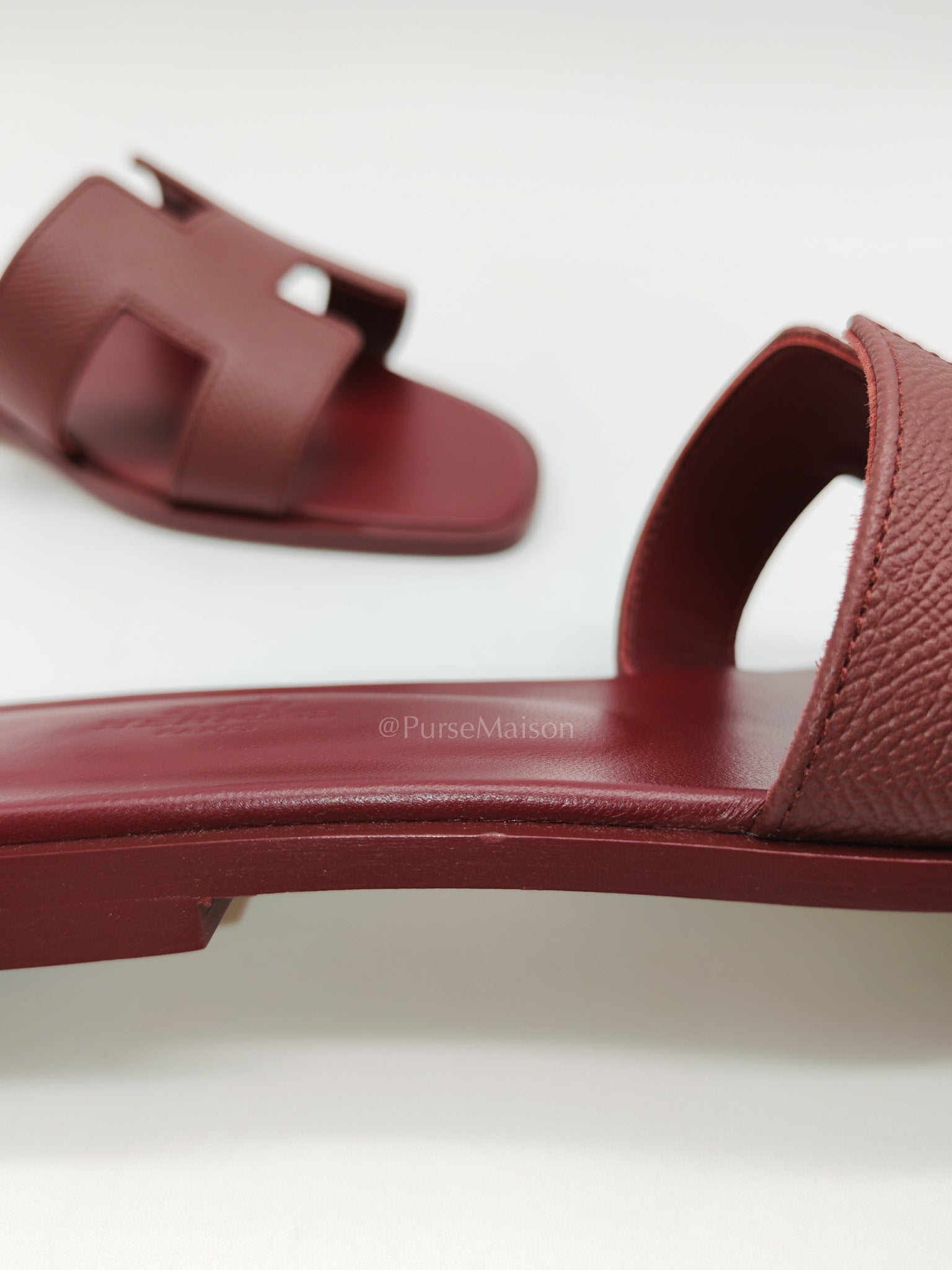 Hermes Oran Sandals in Rouge H Epsom Leather Size 37 EU(23.5cm)
