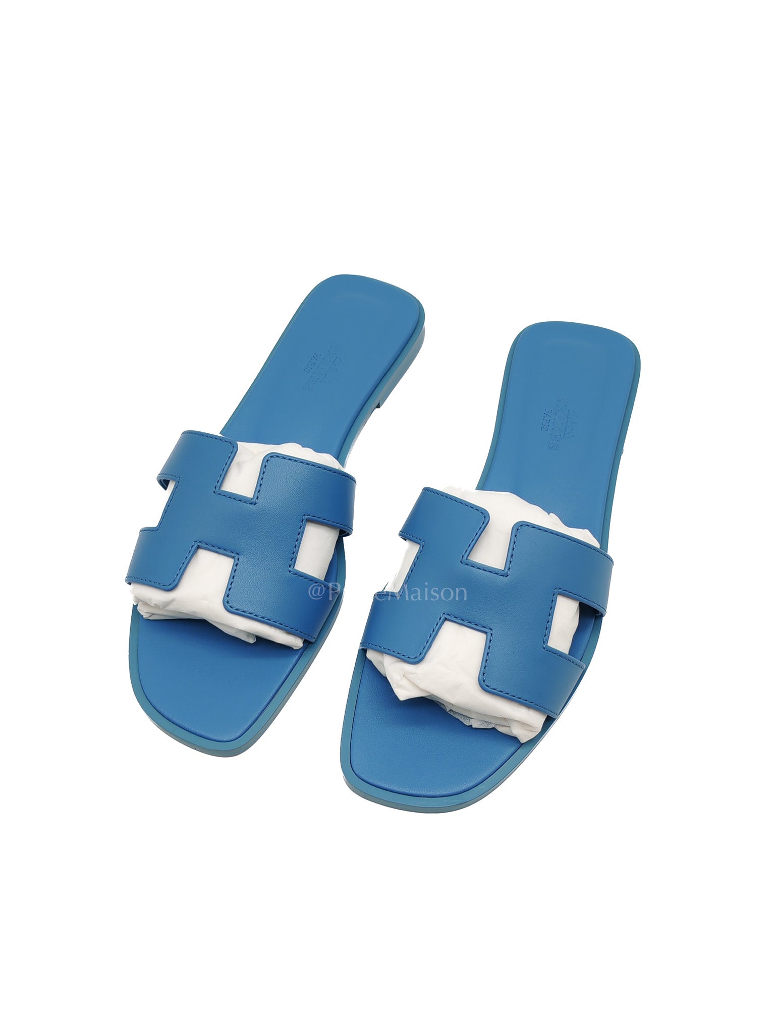 Hermes Oran Light Blue Swift Leather Sandals Size 36.5EU (23.5cm)