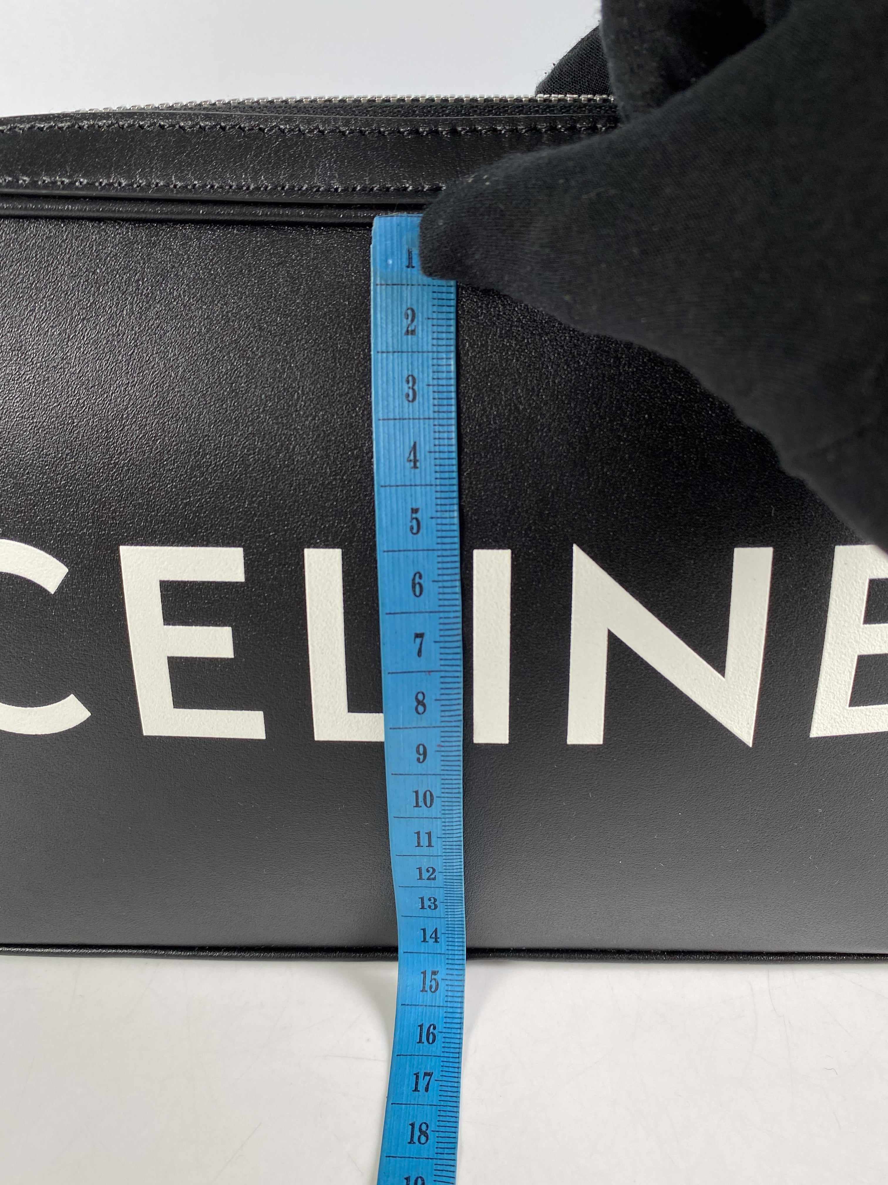 Celine Black Calfskin Logo Messenger Bag Unisex