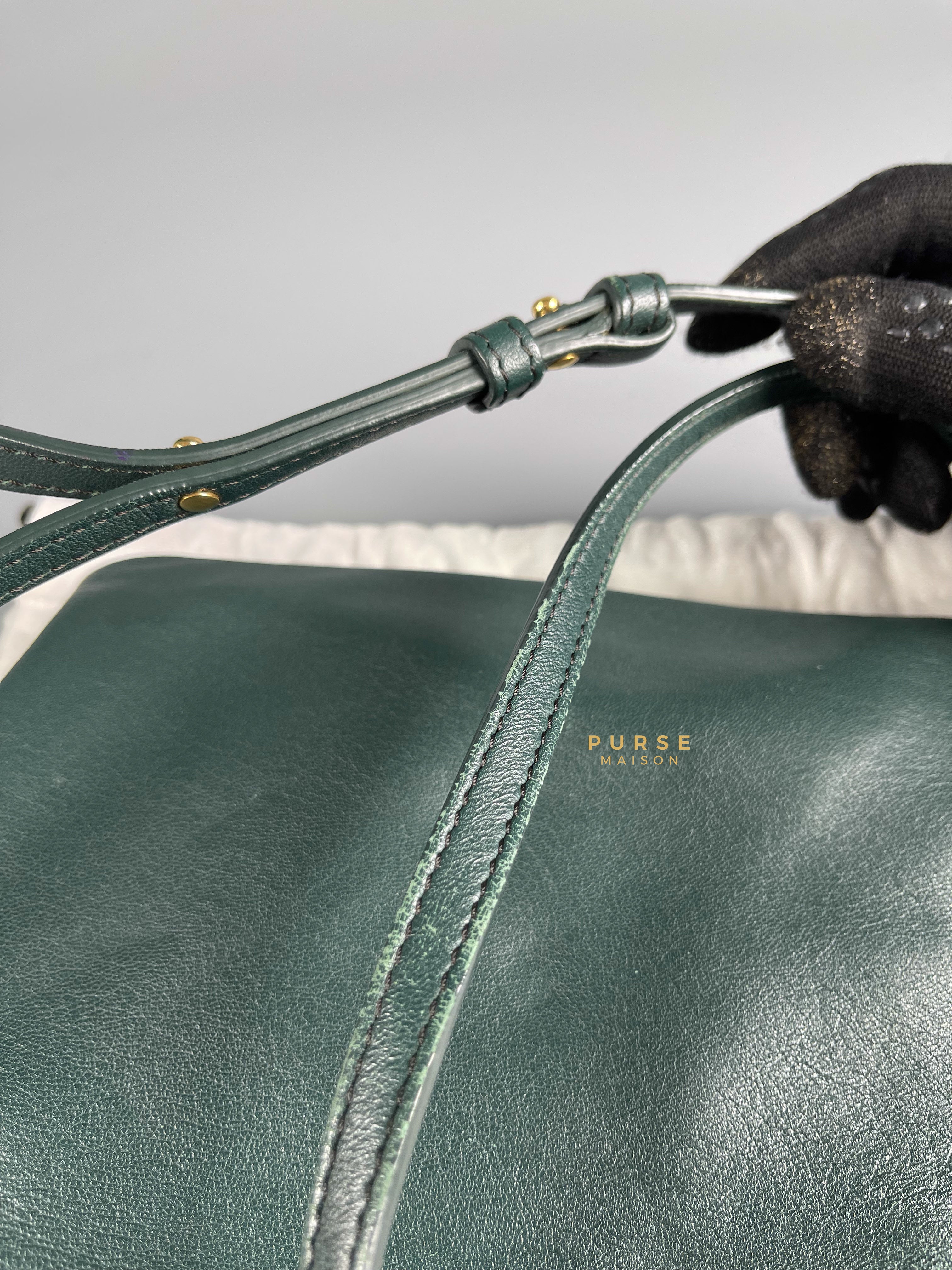 Celine Lambskin Trio Crossbody Bag Dark Green | Purse Maison Luxury Bags Shop