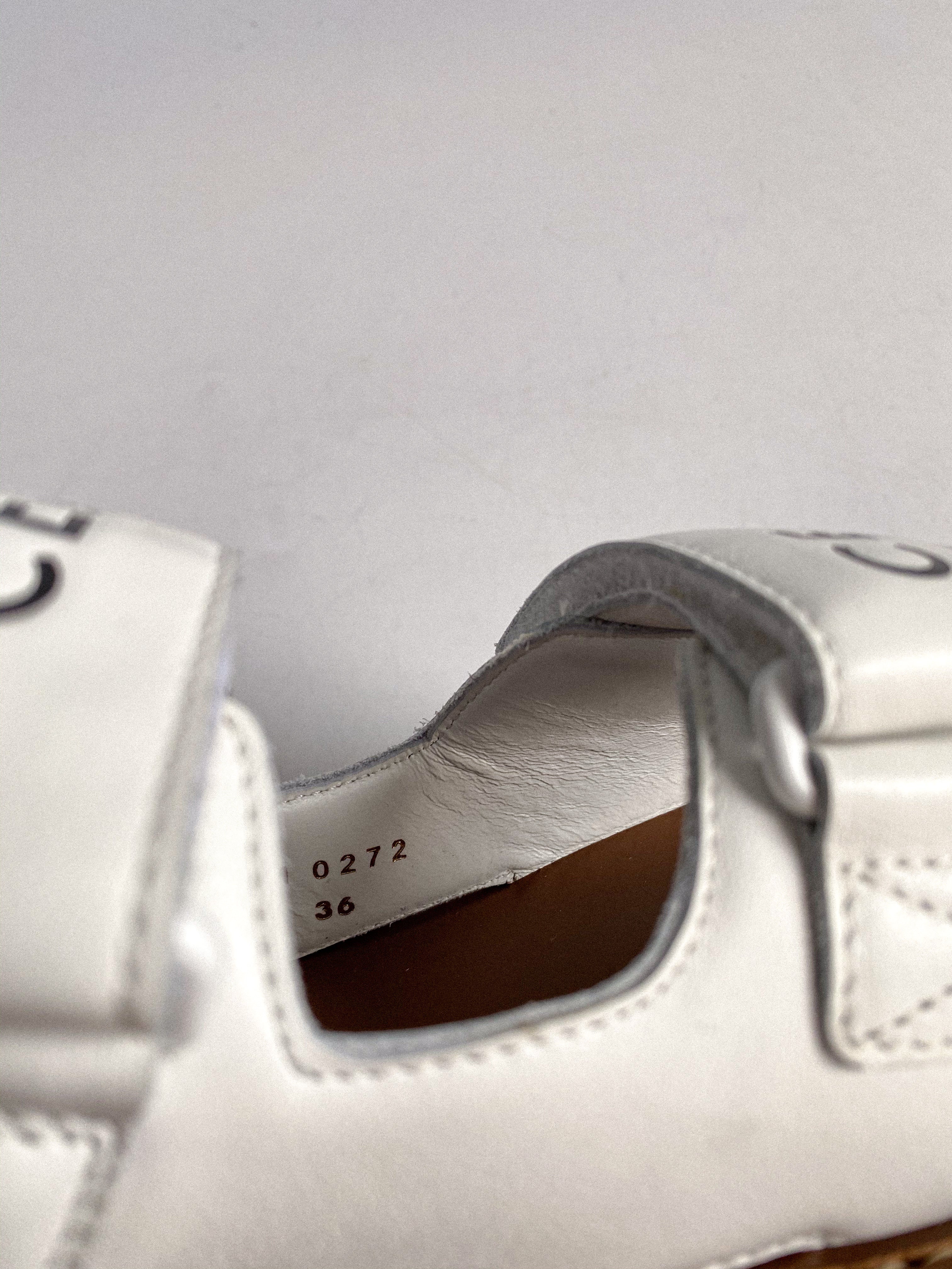 Celine Leo Scratch Sandals in White Calfskin Size 36 EUR (25cm)