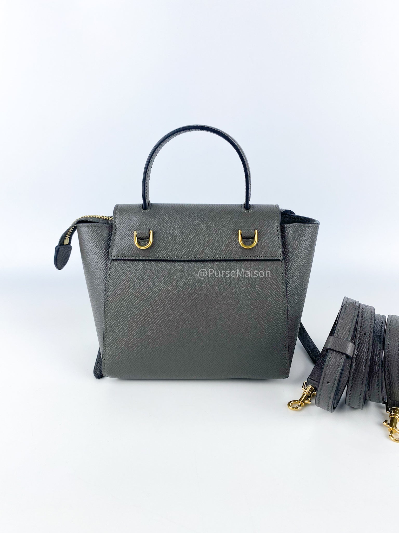 Celine Pico Belt Bag Dark Grey Grained Calfskin