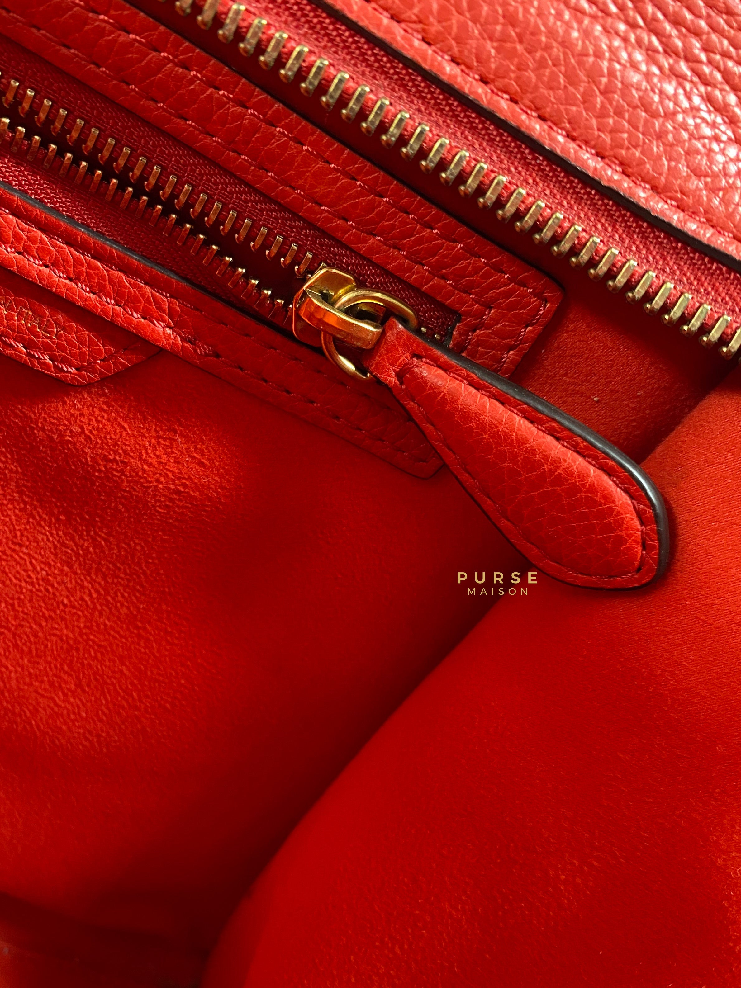 Celine Red Calfskin Leather Micro Luggage Tote Bag | Purse Maison Luxury Bags Shop