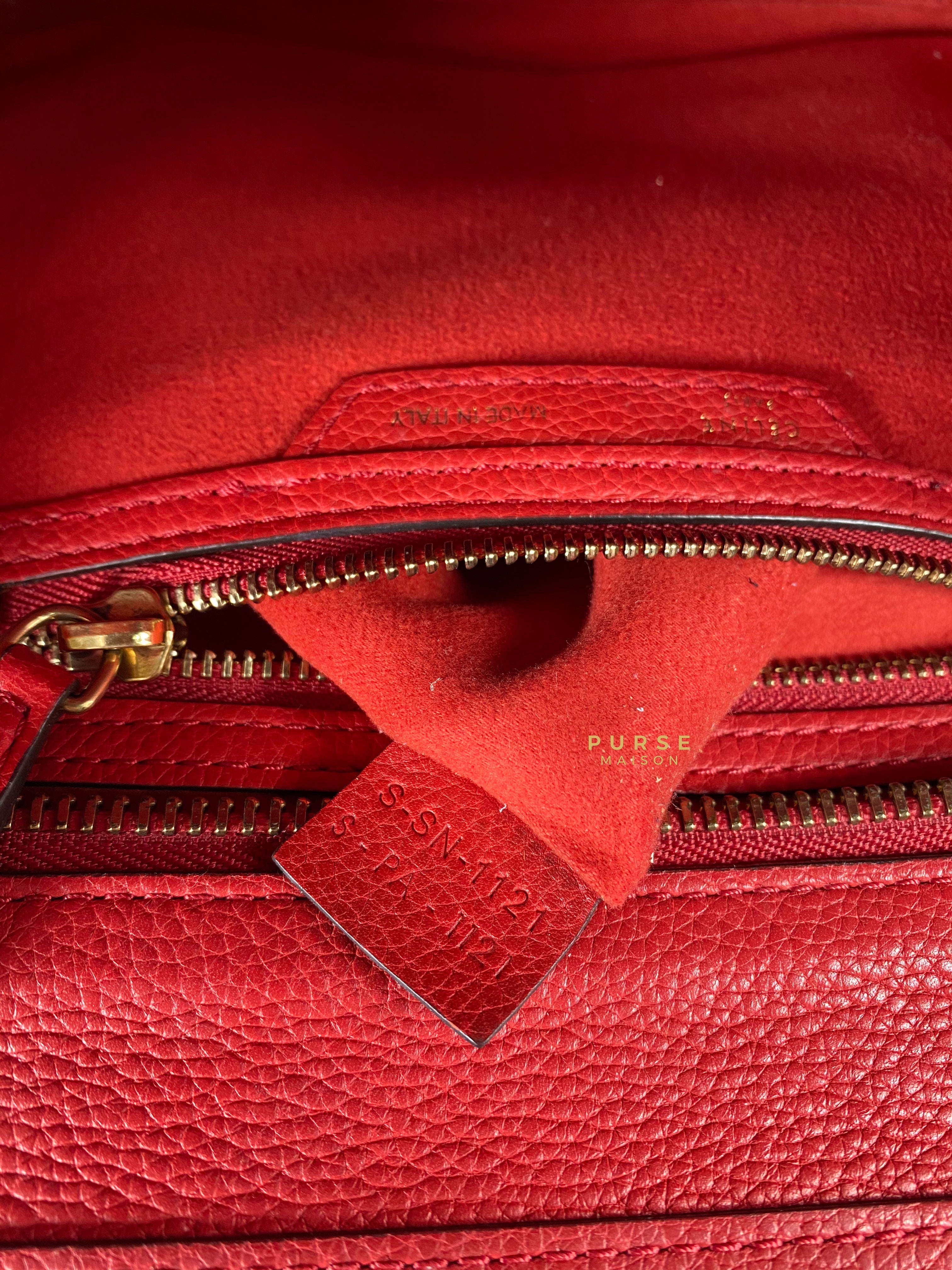 Celine Red Calfskin Leather Micro Luggage Tote Bag | Purse Maison Luxury Bags Shop