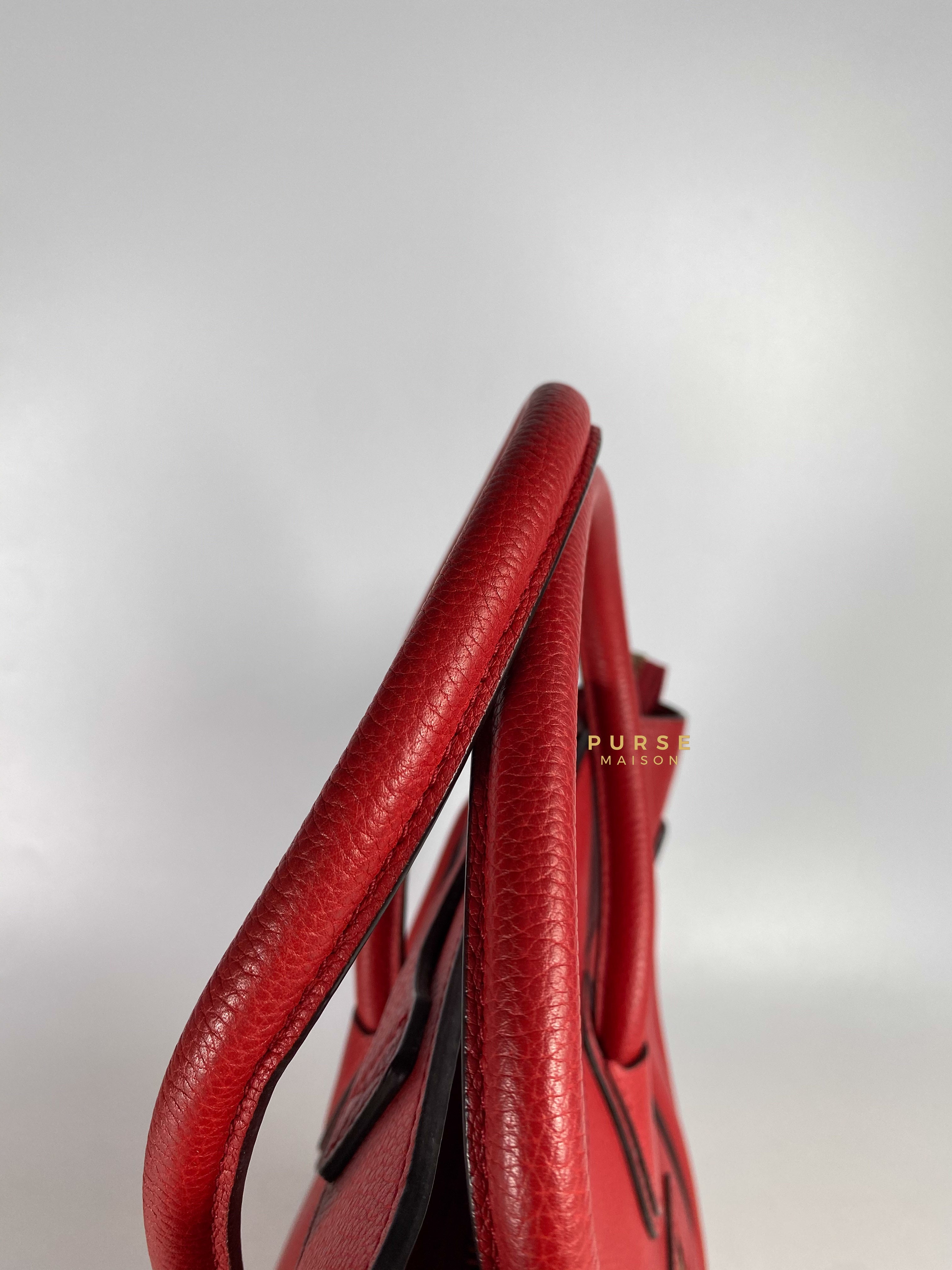 Celine Red Calfskin Leather Micro Luggage Tote Bag | Purse Maison Luxury Bags Shop