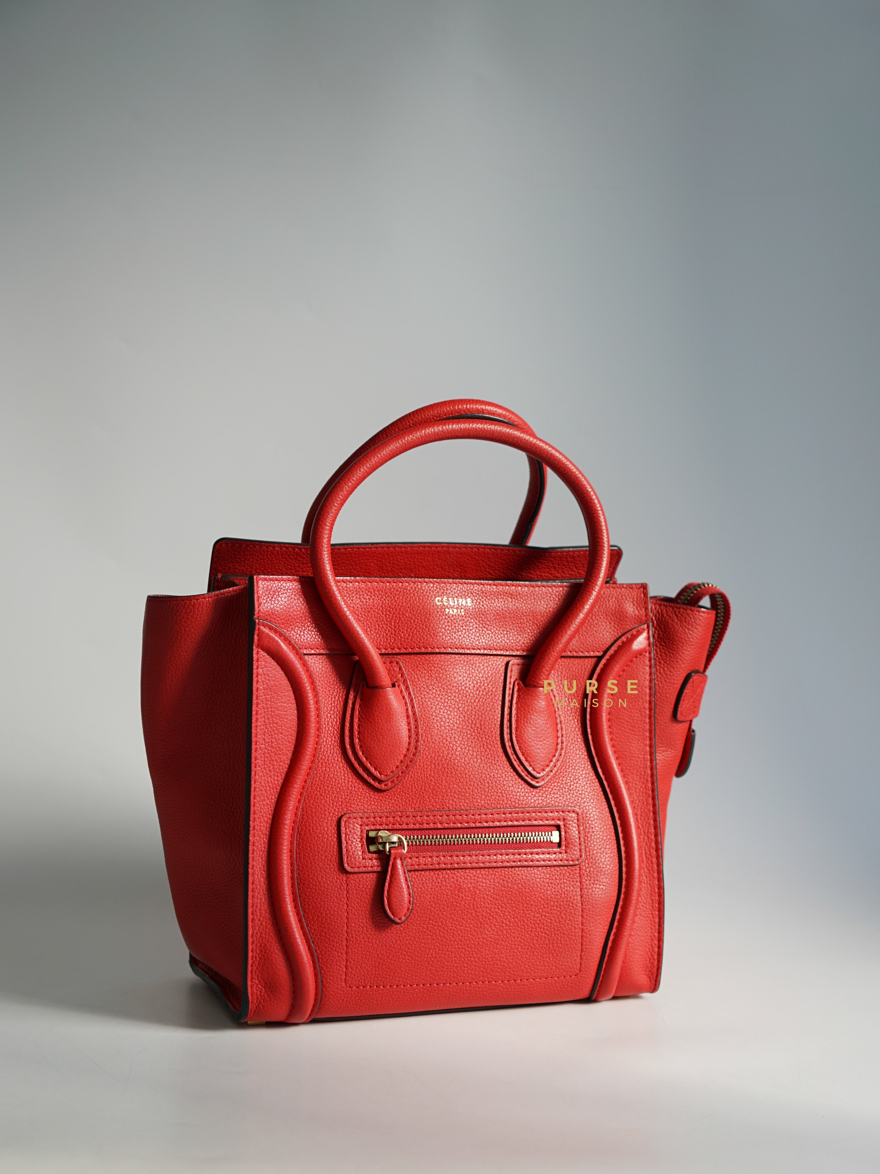 Celine micro luggage red new arrivals