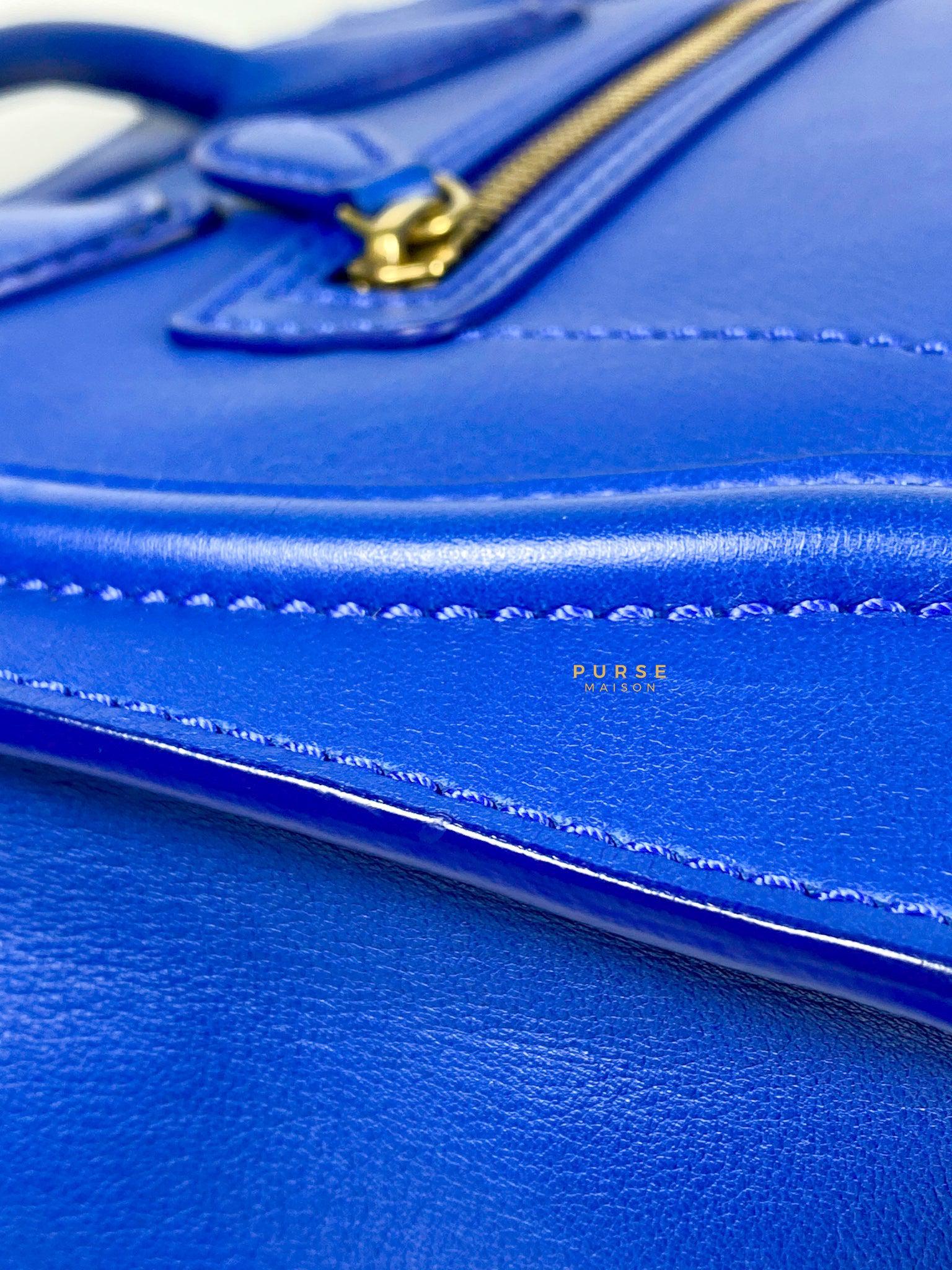 Celine Royal Blue Smooth Calfskin Leather Micro Luggage Tote Bag