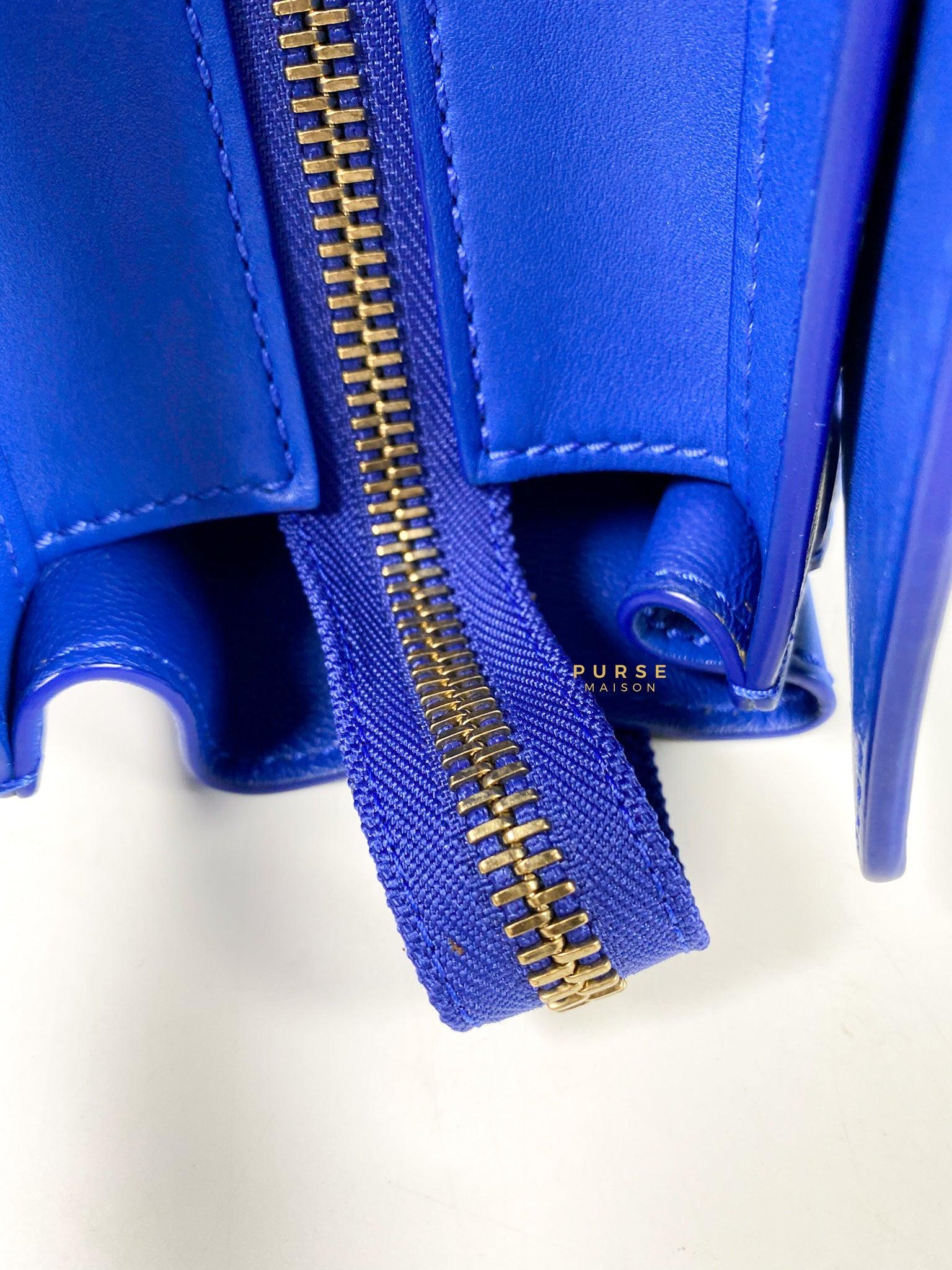 Celine Royal Blue Smooth Calfskin Leather Micro Luggage Tote