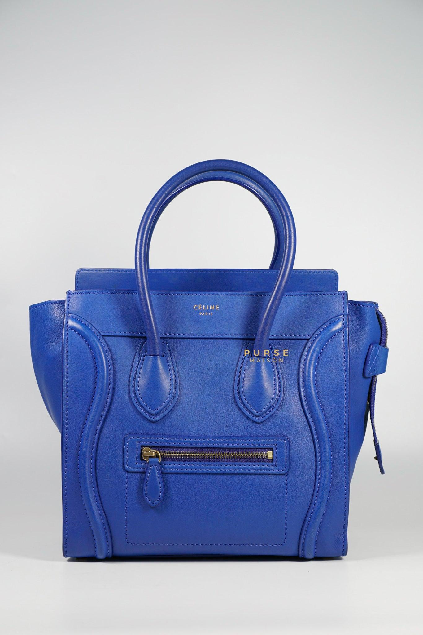 Celine Royal Blue Smooth Calfskin Leather Micro Luggage Tote