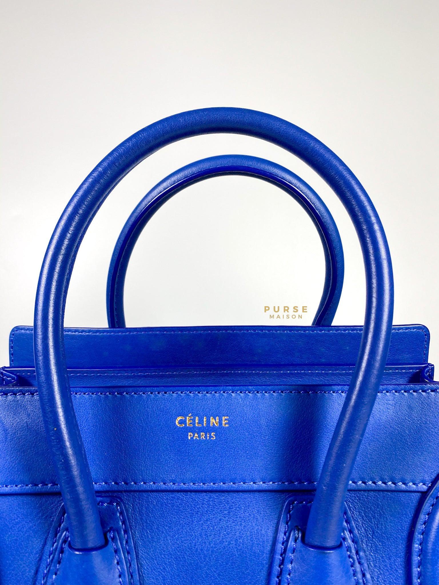 Celine Royal Blue Smooth Calfskin Leather Micro Luggage Tote