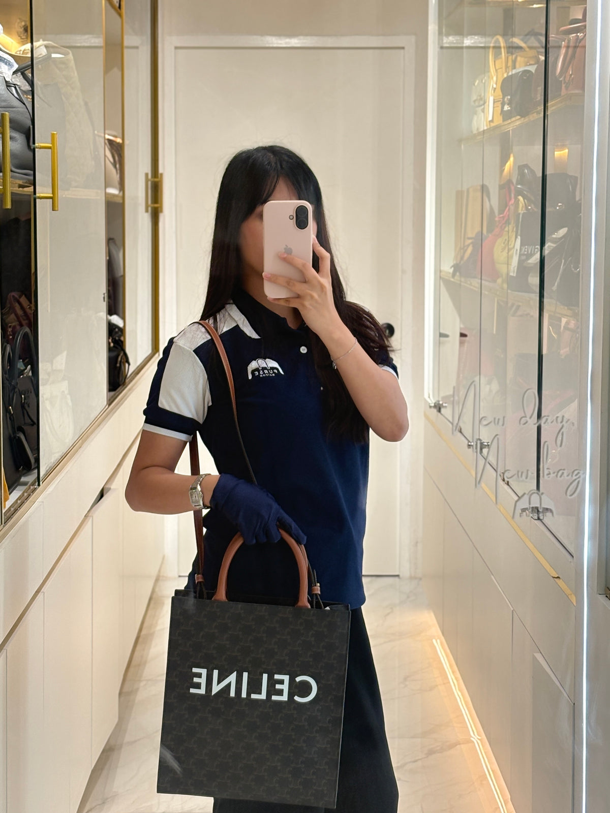Celine Triomphe Canvas and Tan Calfskin Leather Small Vertical Cabas | Purse Maison Luxury Bags Shop