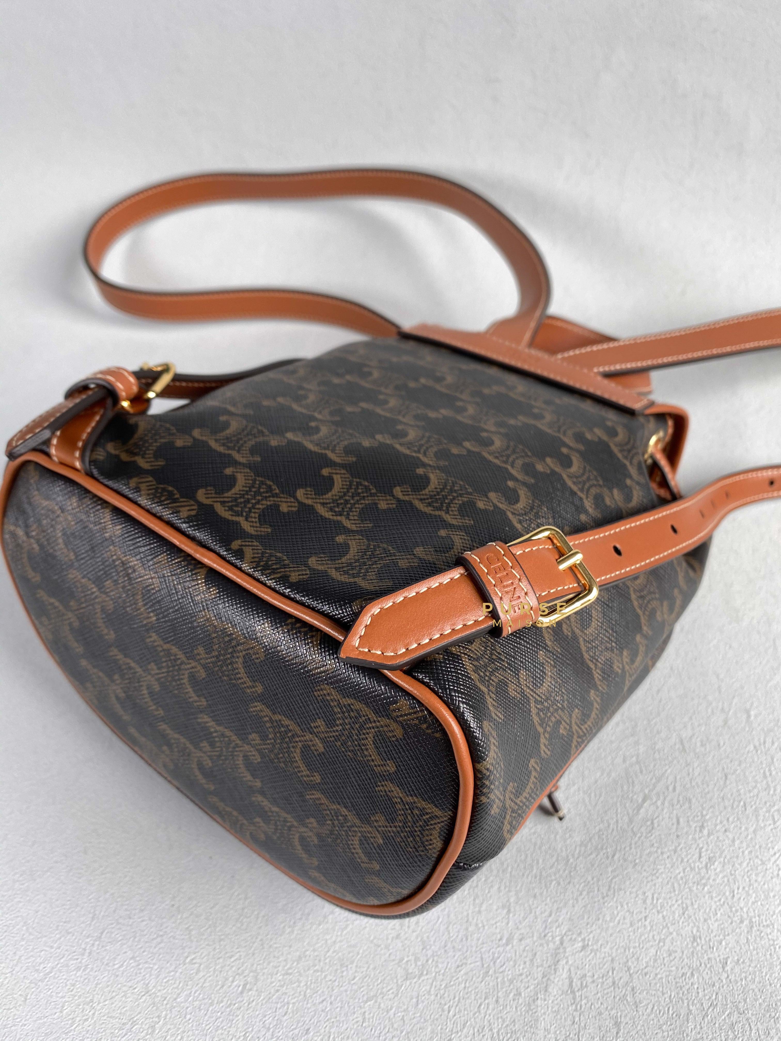 Celine Triomphe Canvas Calfskin Mini Folco Backpack | Purse Maison Luxury Bags Shop