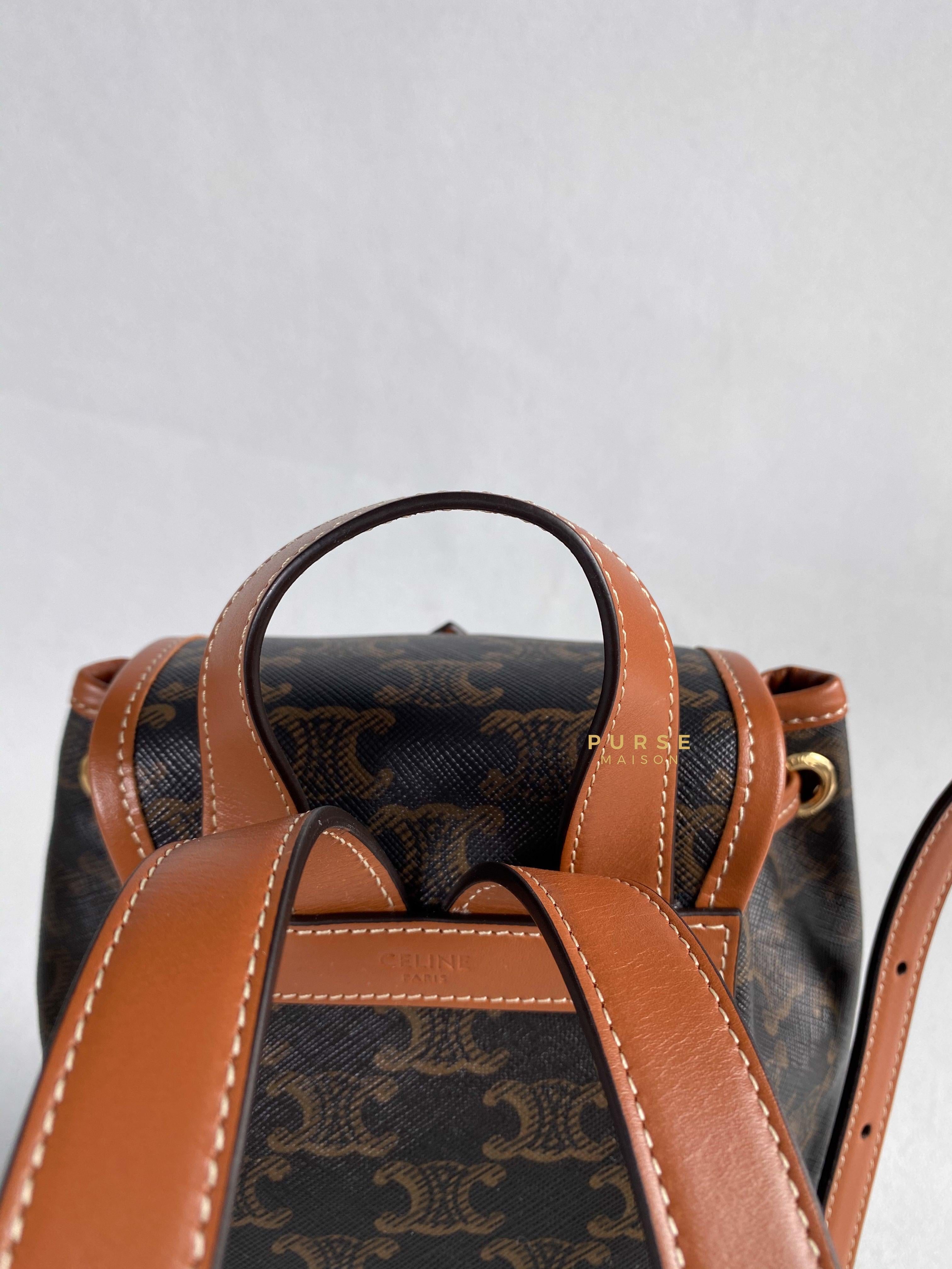 Celine Triomphe Canvas Calfskin Mini Folco Backpack | Purse Maison Luxury Bags Shop