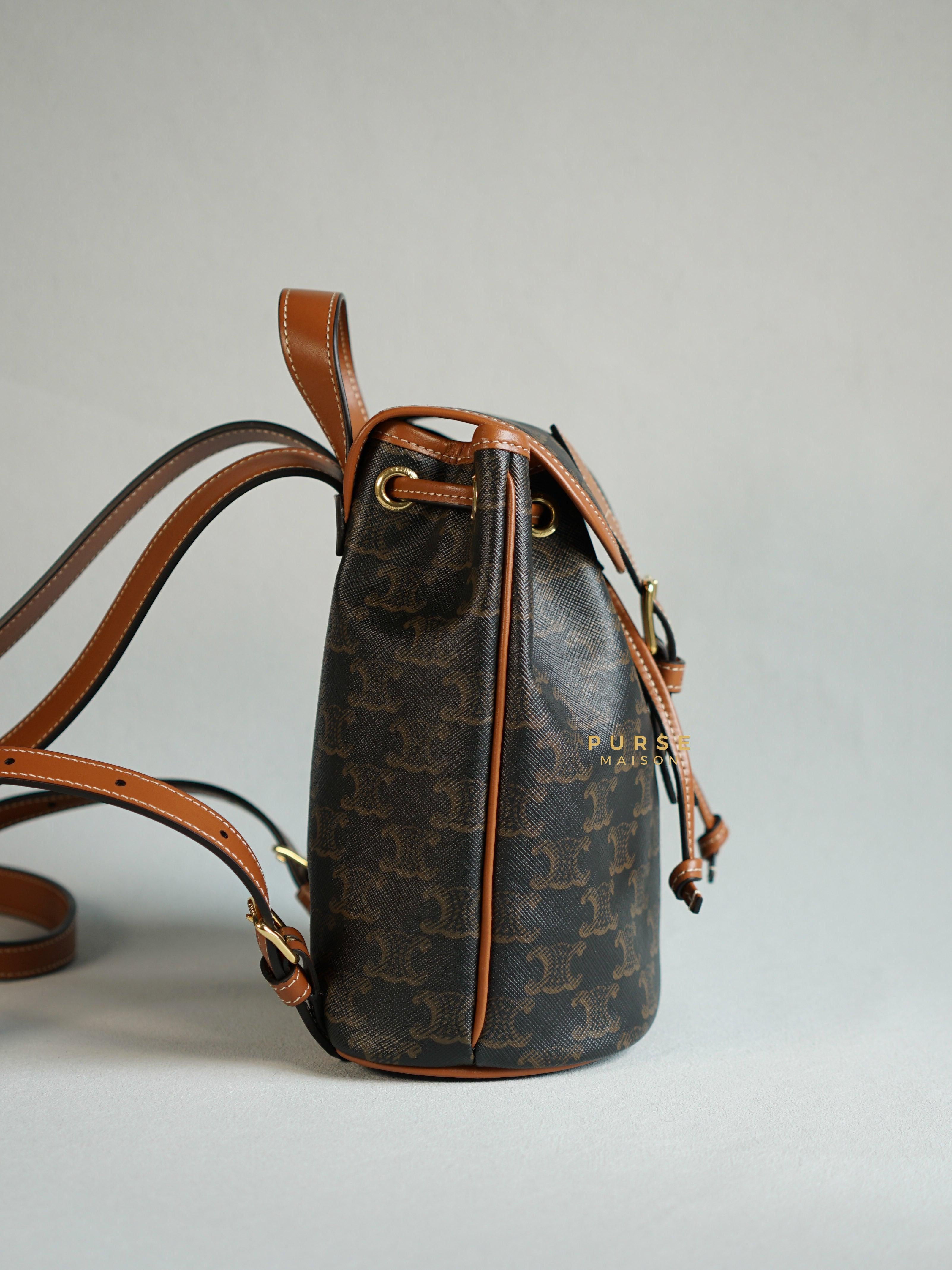 Celine Triomphe Canvas Calfskin Mini Folco Backpack | Purse Maison Luxury Bags Shop