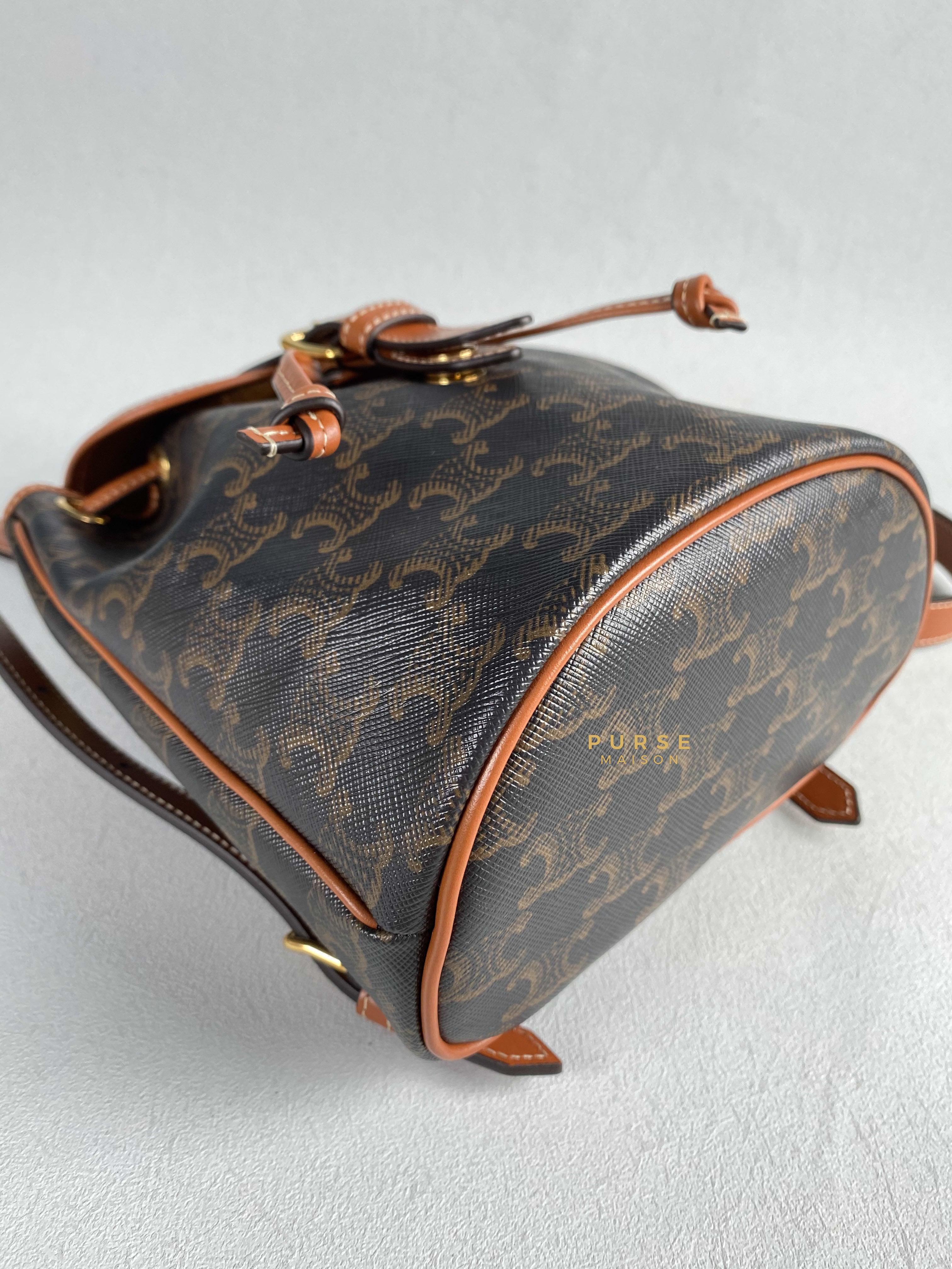 Celine Triomphe Canvas Calfskin Mini Folco Backpack | Purse Maison Luxury Bags Shop