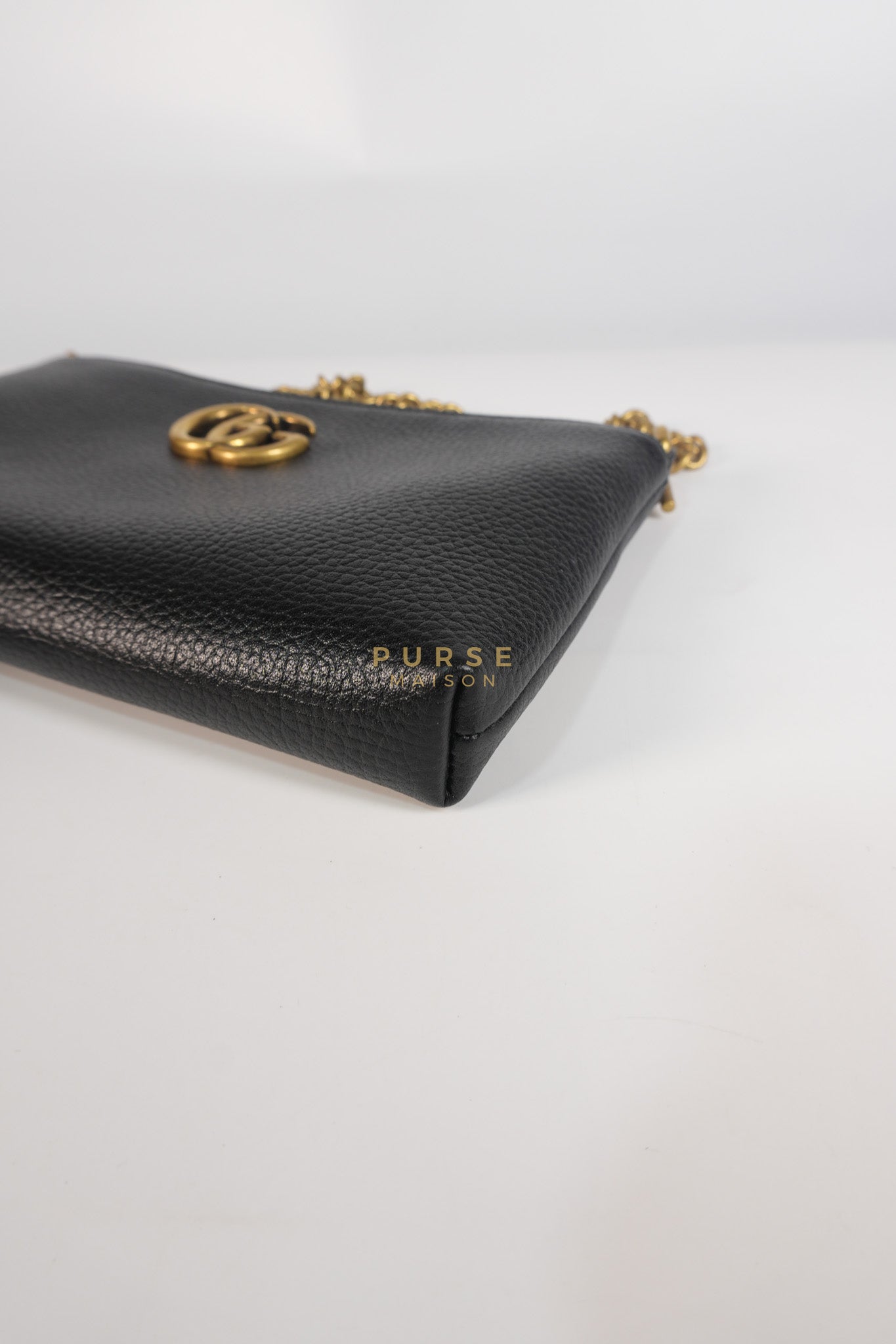 Cellarius in Black Grained Calfskin Leather Chain Pouch | Purse Maison Luxury Bags Shop