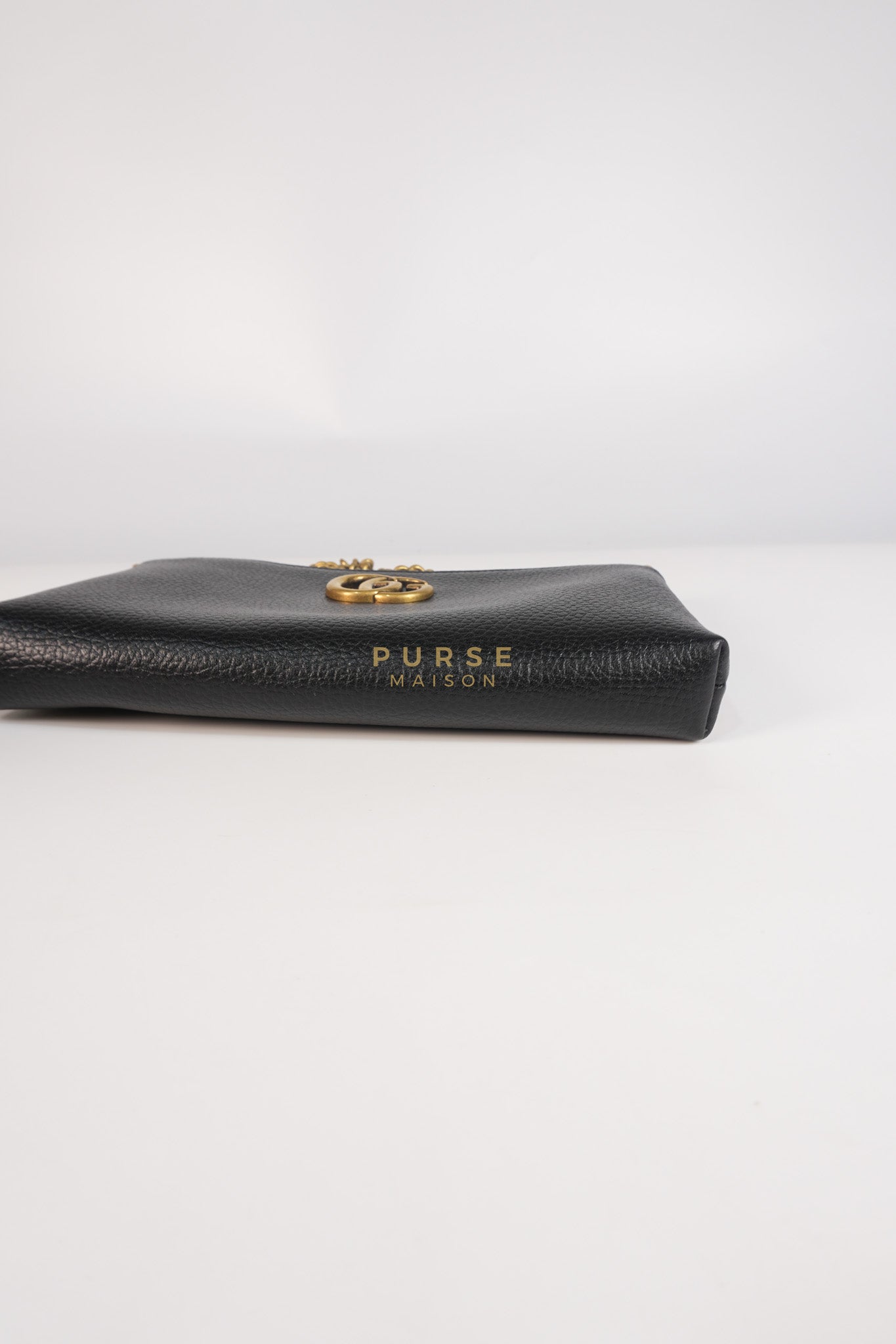 Cellarius in Black Grained Calfskin Leather Chain Pouch | Purse Maison Luxury Bags Shop