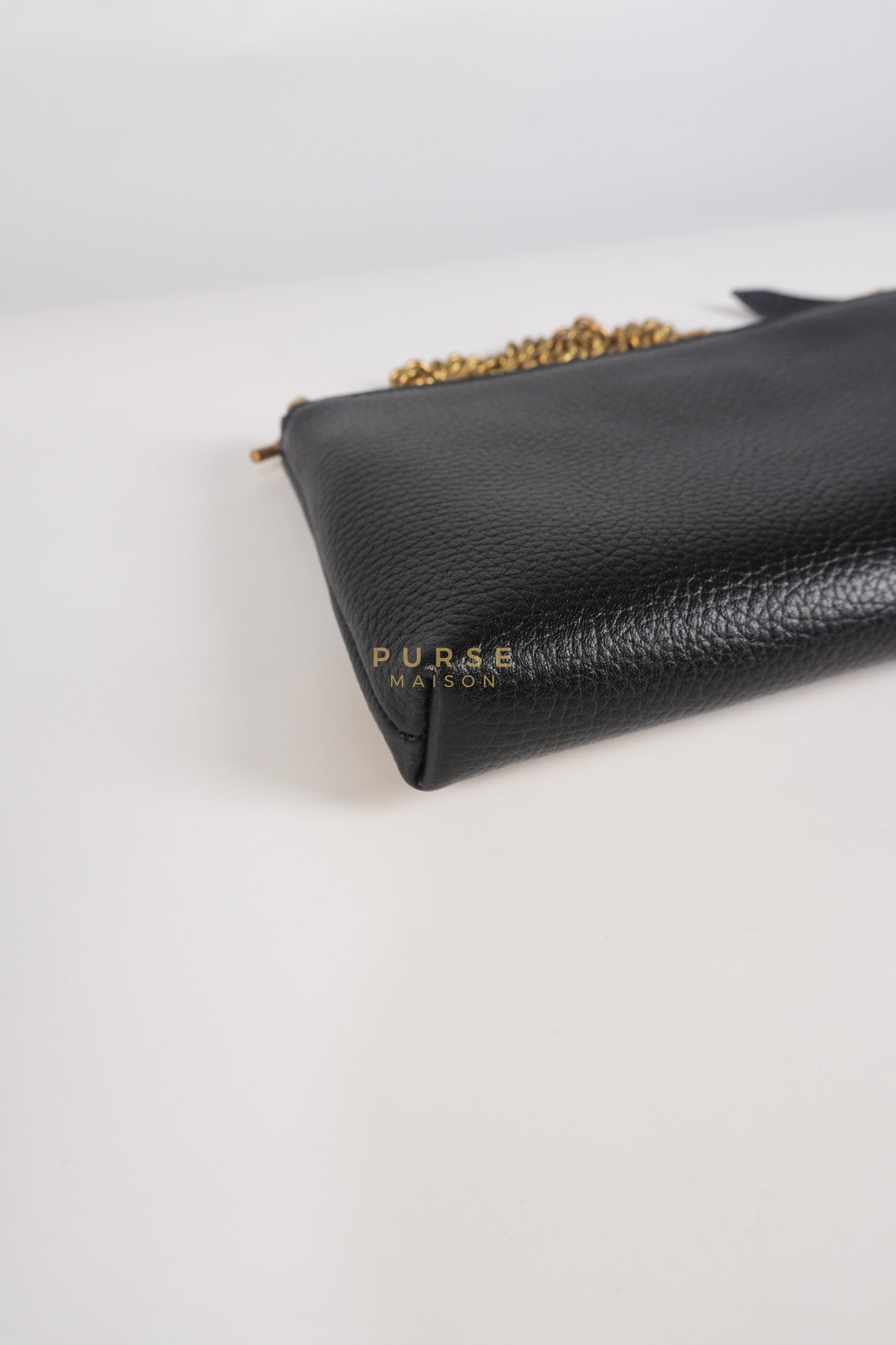 Cellarius in Black Grained Calfskin Leather Chain Pouch | Purse Maison Luxury Bags Shop