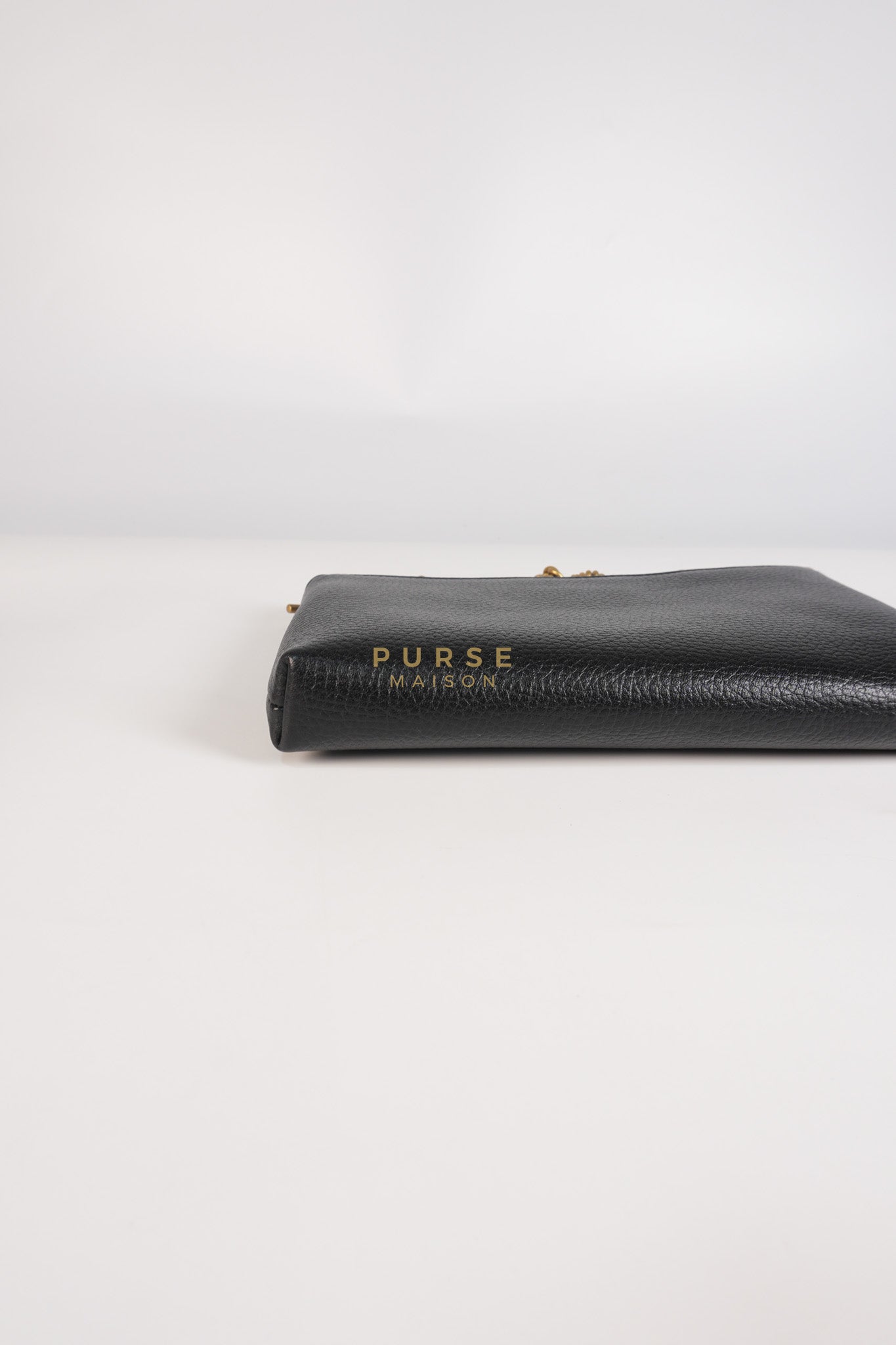 Cellarius in Black Grained Calfskin Leather Chain Pouch | Purse Maison Luxury Bags Shop