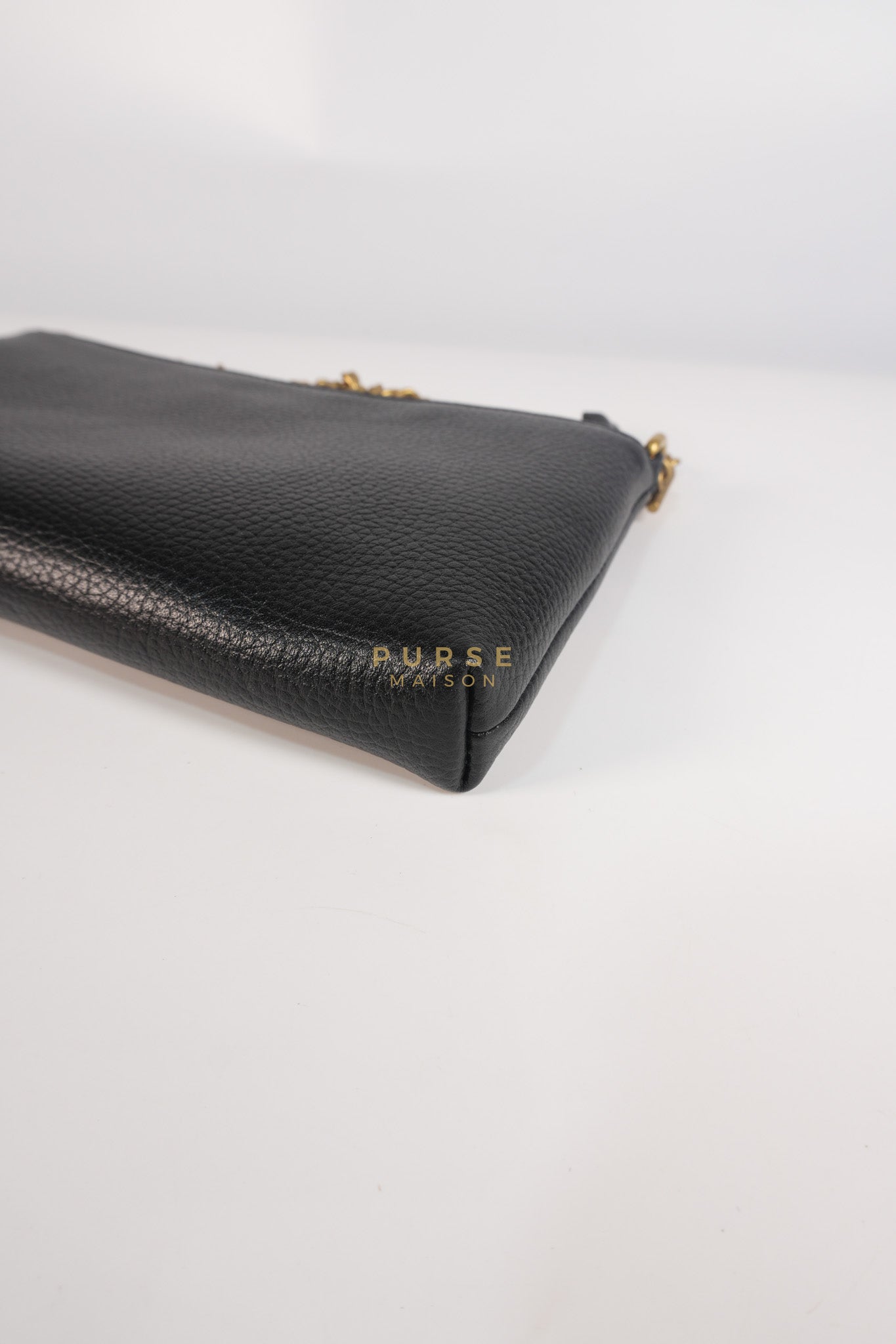 Cellarius in Black Grained Calfskin Leather Chain Pouch | Purse Maison Luxury Bags Shop