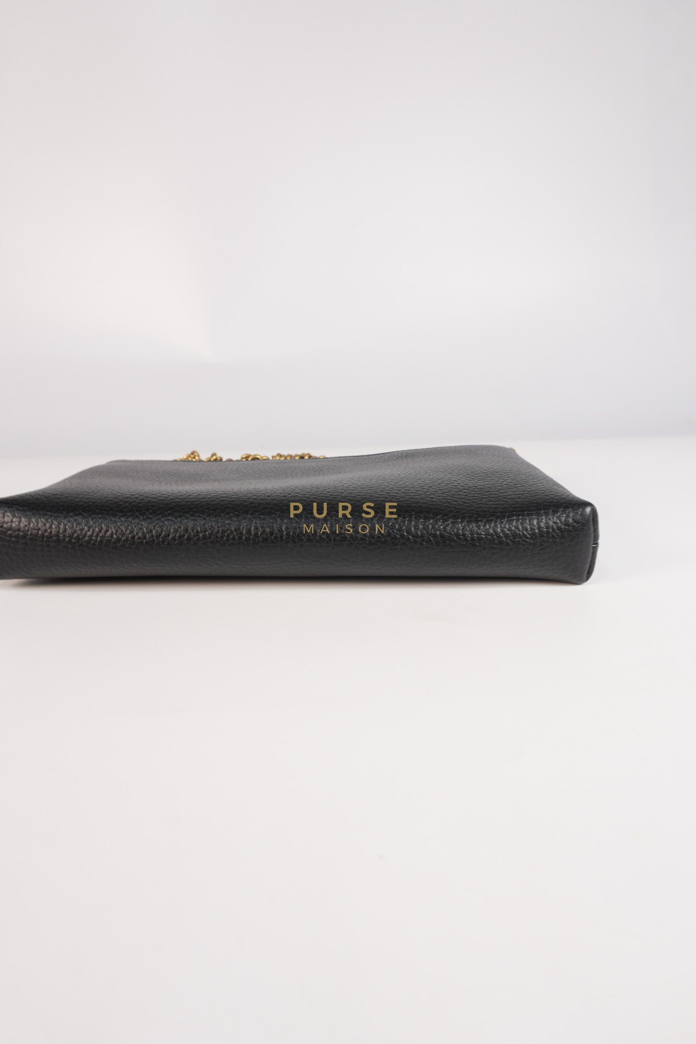Cellarius in Black Grained Calfskin Leather Chain Pouch | Purse Maison Luxury Bags Shop