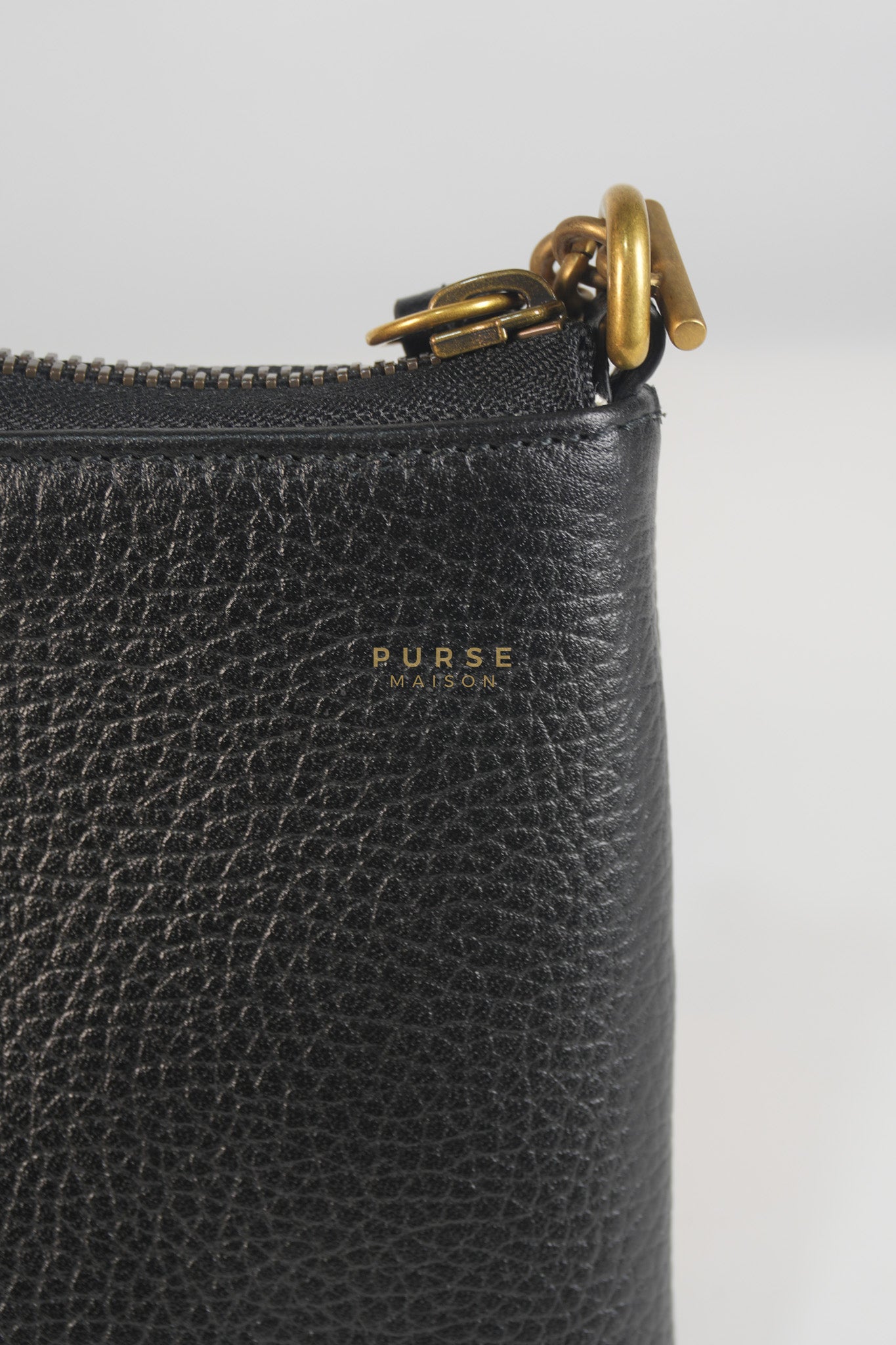 Cellarius in Black Grained Calfskin Leather Chain Pouch | Purse Maison Luxury Bags Shop